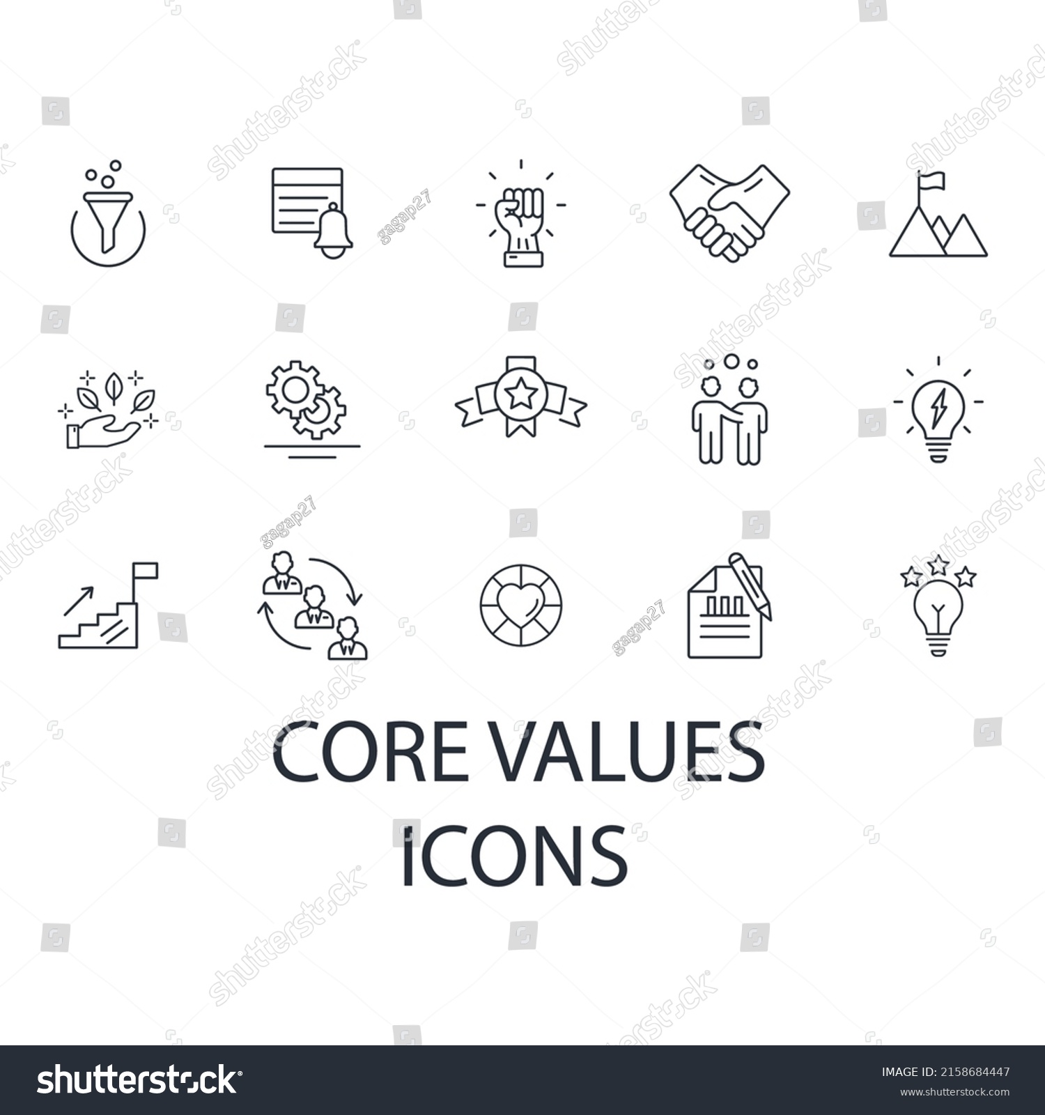 Core Values Icons Set Core Values Stock Vector (Royalty Free ...