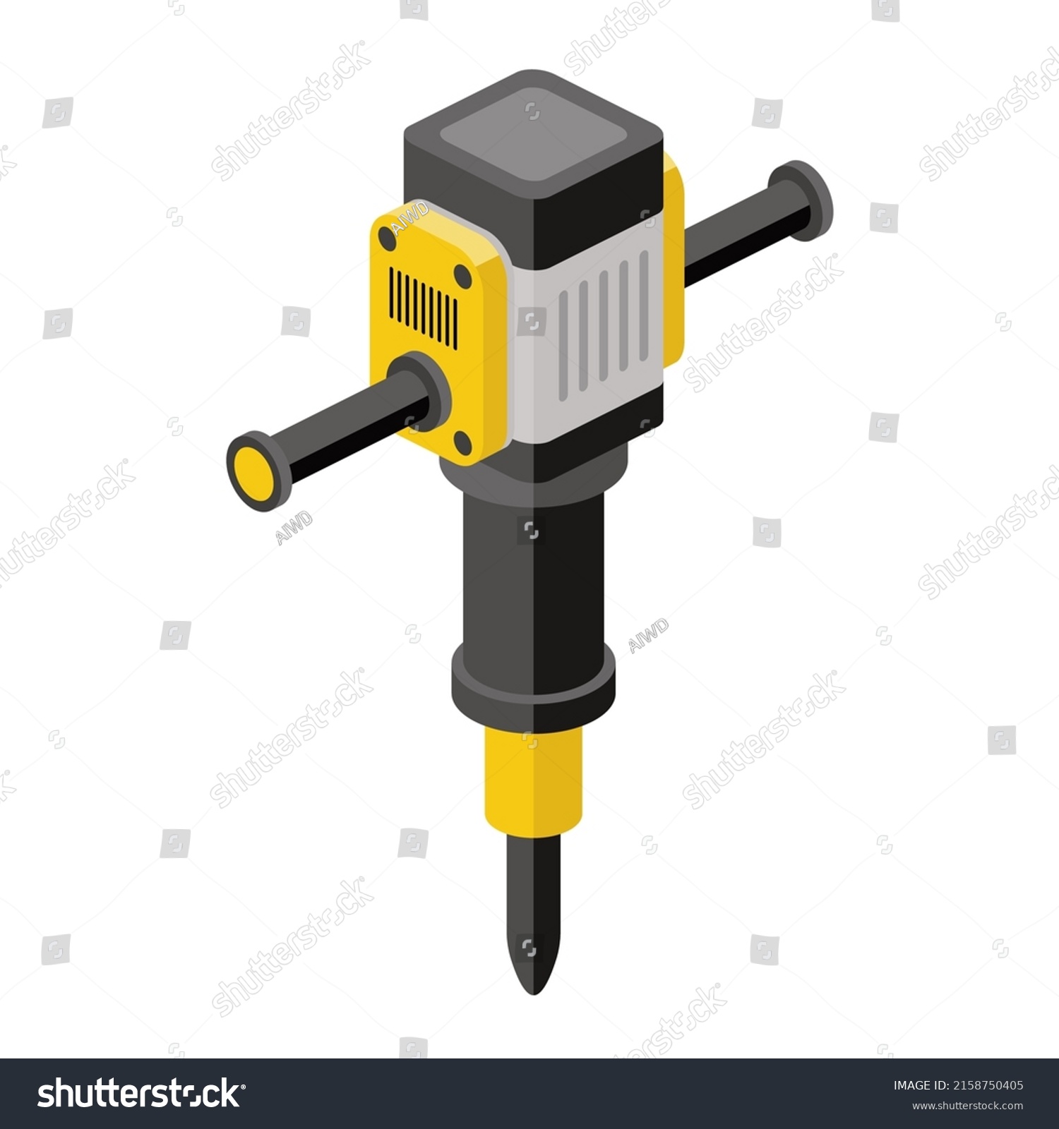 Jackhammer Vector 3d Line Isometric Color Stock Vector (Royalty Free ...