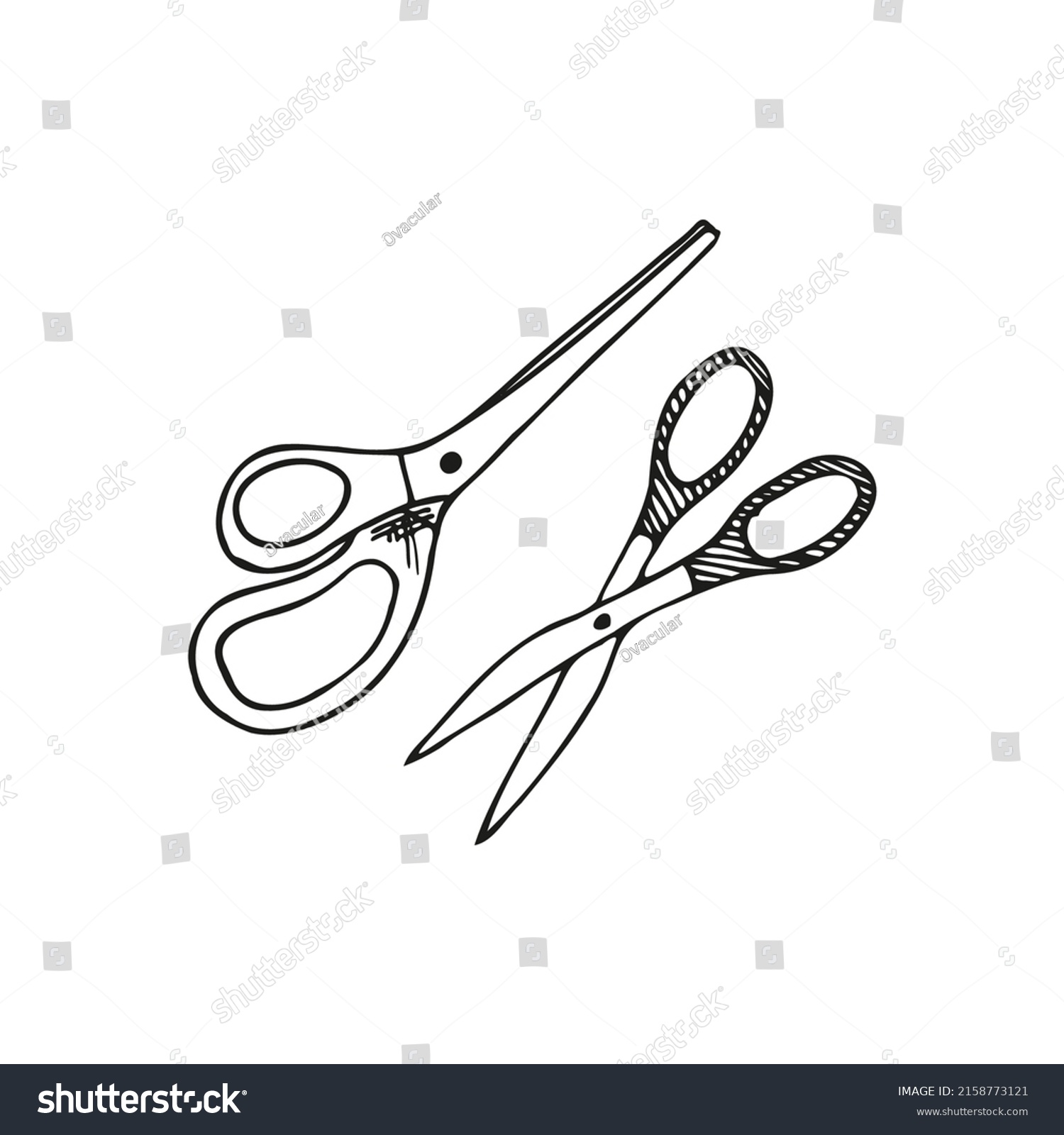 Vector Doodle Handdrawn Scissors Illustration Stock Vector (Royalty ...