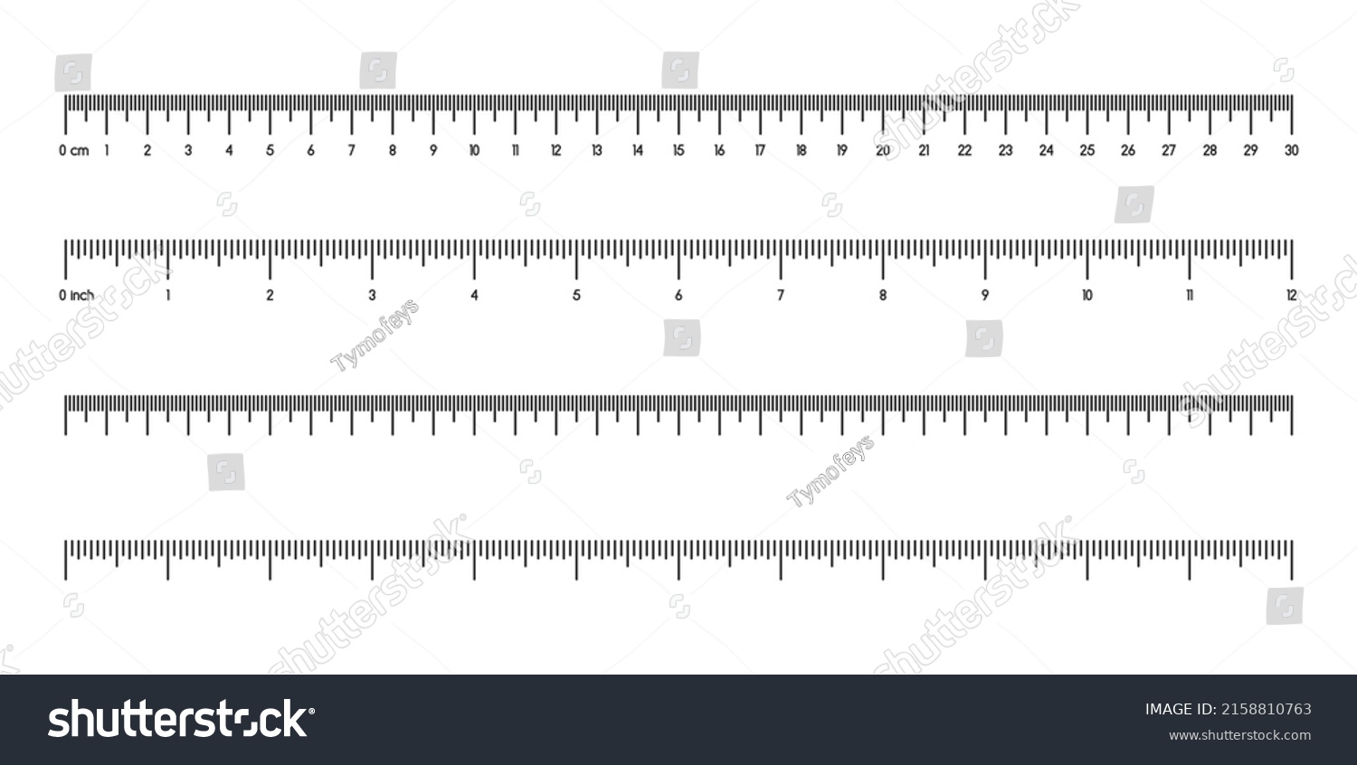 Measuring Scale Marking Rulers 30 Cm Stock Vector (Royalty Free ...