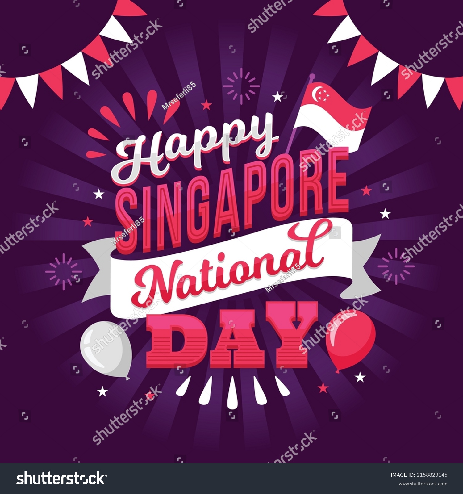 August 9th Singapores Independence Day Singapore Stock Vector (Royalty