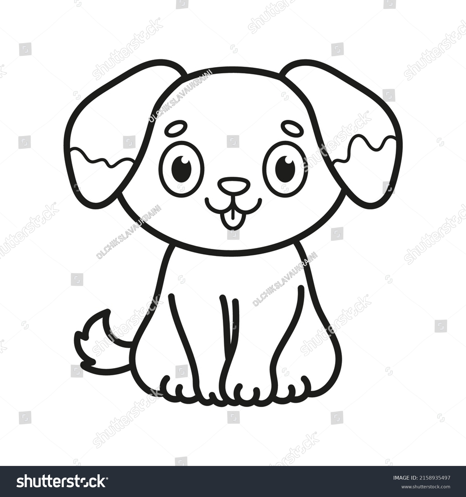 Dog Coloring Book Black White Vector Stock Vector (Royalty Free