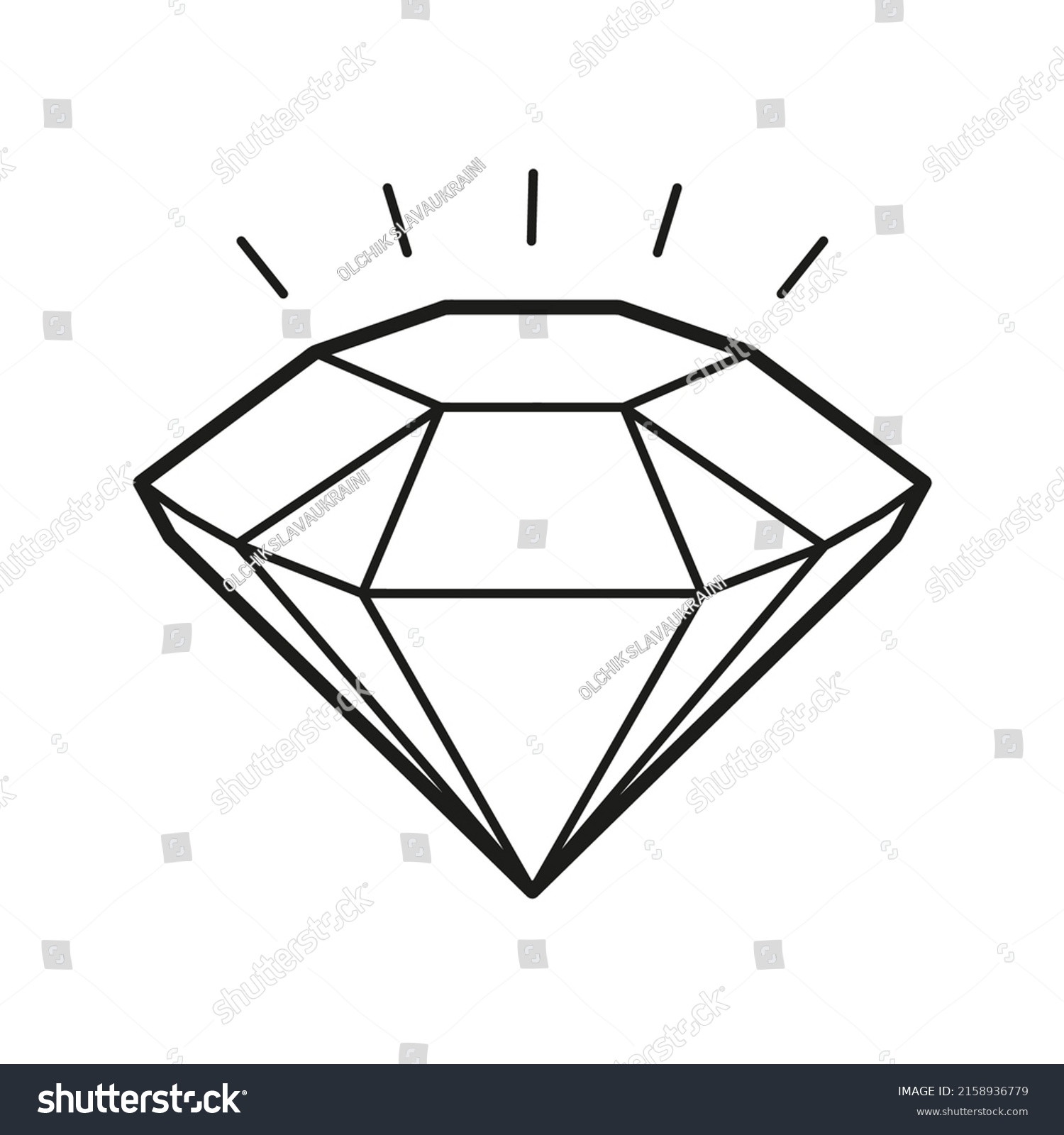 Diamond Coloring Book Black White Vector Stock Vector (Royalty Free