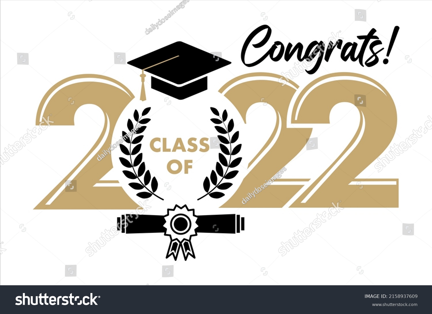 Congrats Class 2022 Laurel Wreath Mortarboard Stock Vector (Royalty ...