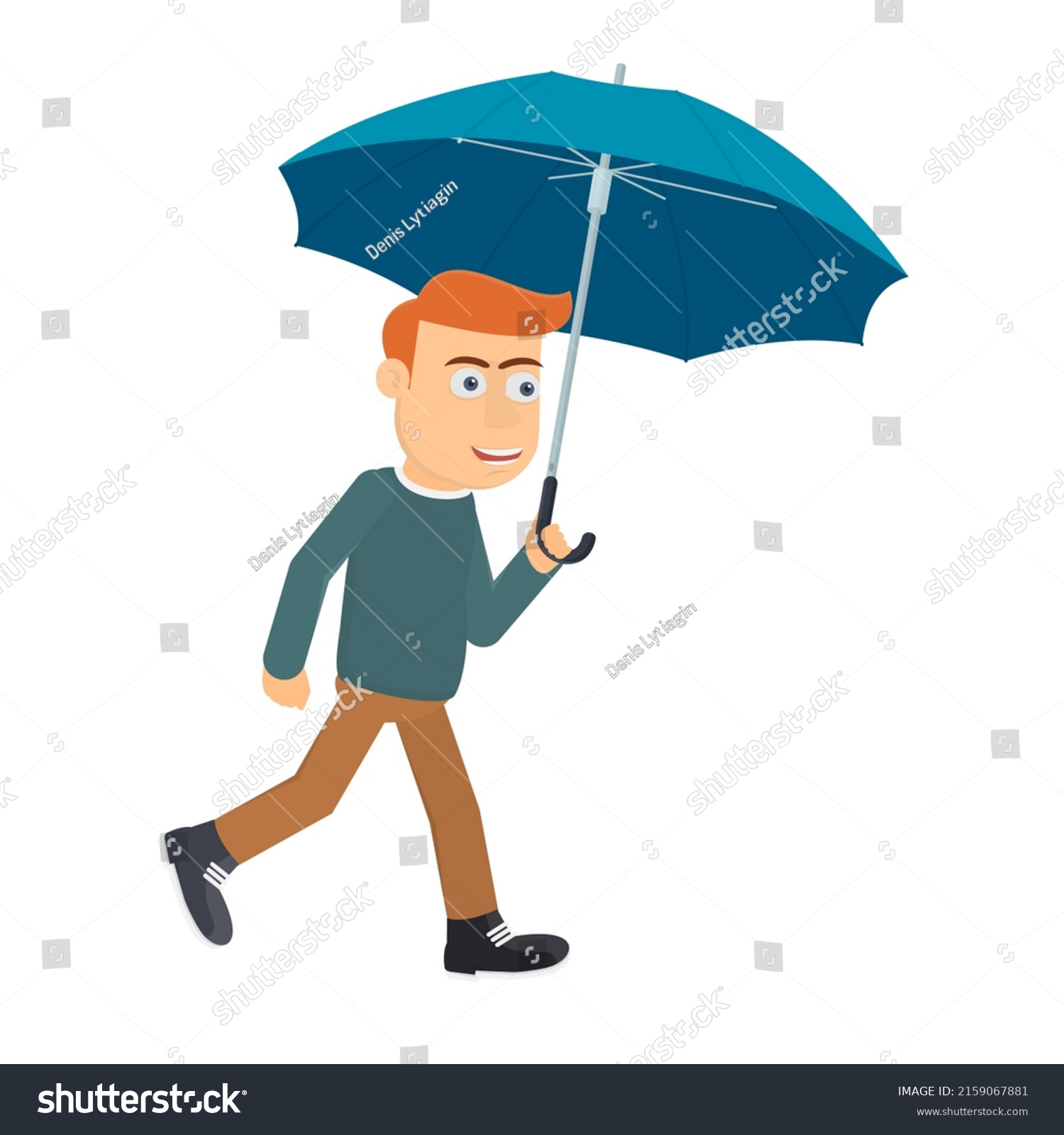 Man Umbrella Man Rain Vector Illustration Stock Vector (Royalty Free ...