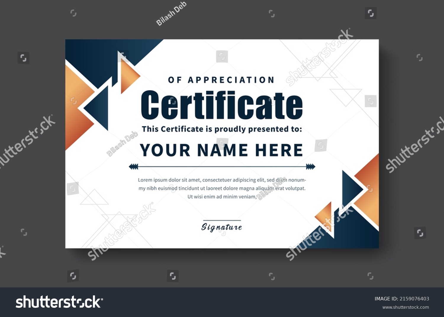 Modern Gold Certificate Appreciation Achievement Template Stock Vector ...