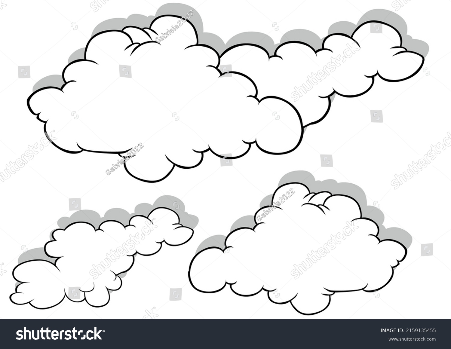 Set Drawings Different Clouds Cartoon Illustration Stock Vector ...