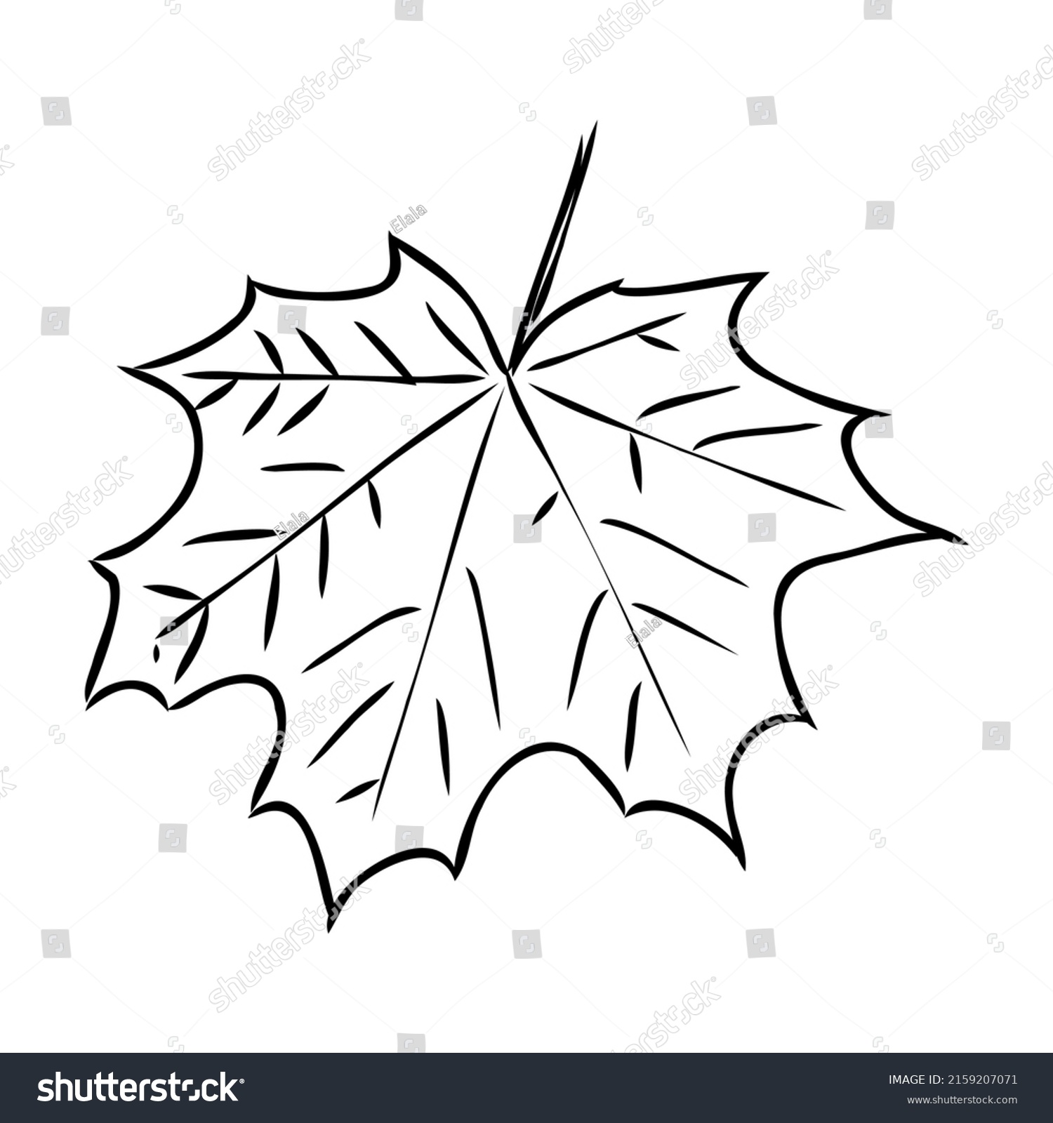 Fall Leaf Clipart Black White Leaf Stock Vector (Royalty Free ...