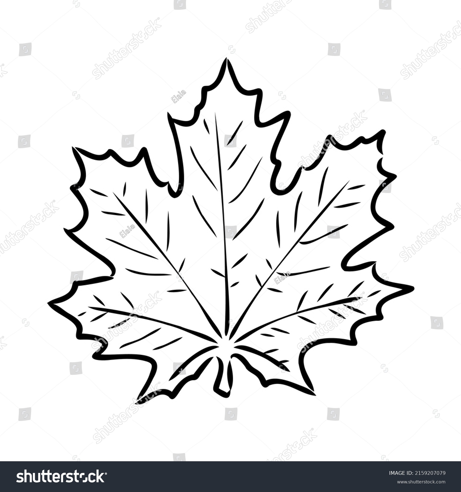 Fall Leaf Clipart Black White Leaf Stock Vector (Royalty Free ...