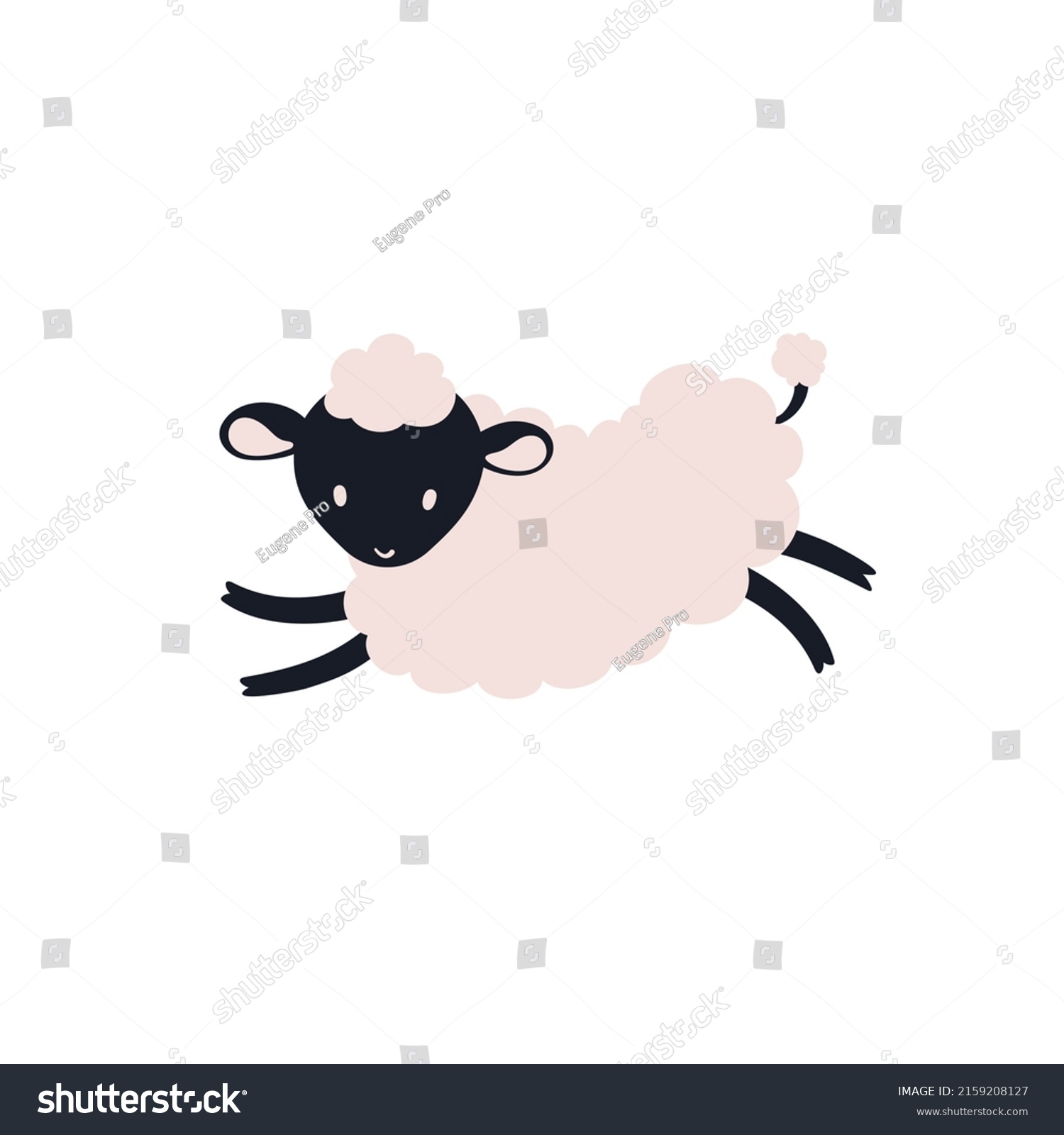 Cute Cartoon Baby Sheep Illustration Vector Stock Vector (Royalty Free ...