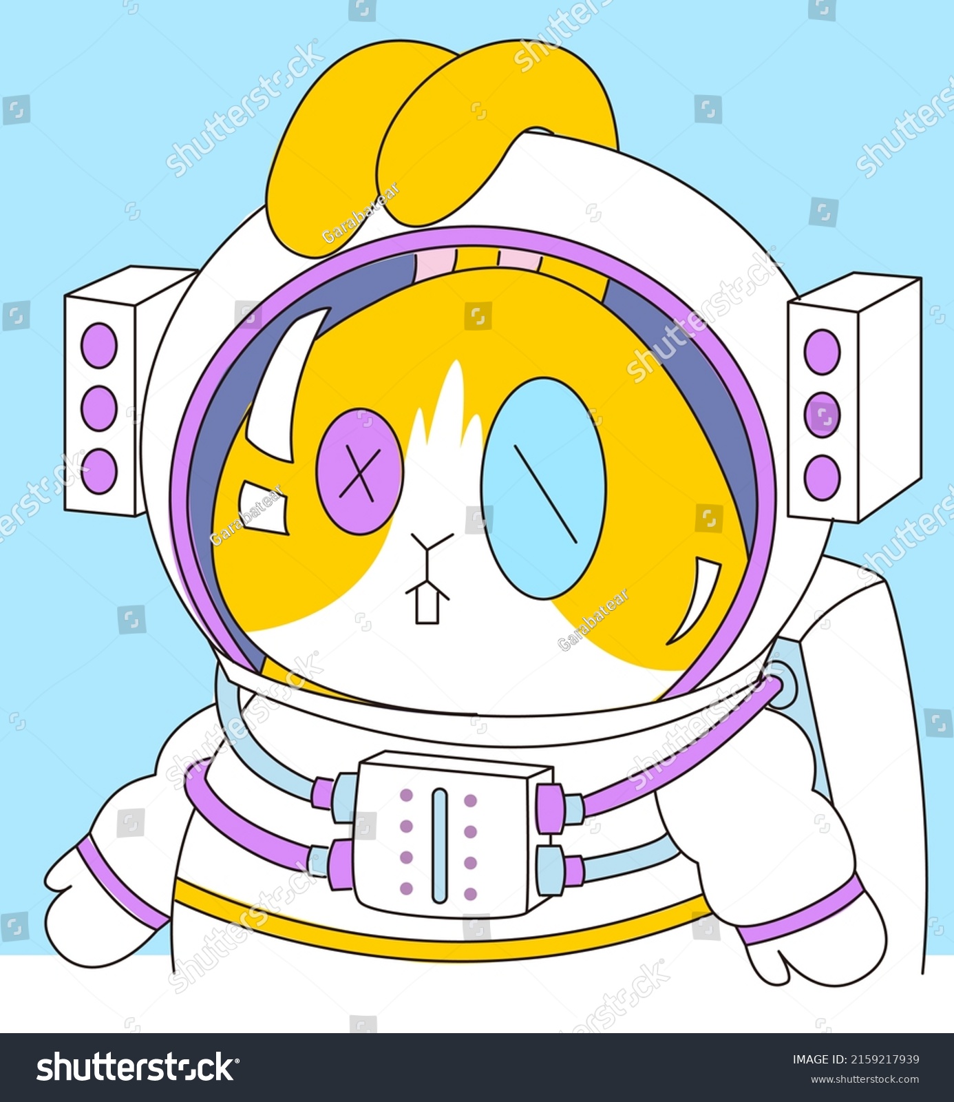 Space Rabbit Illustration Cute Rabbit Cute Stock Vector Royalty Free