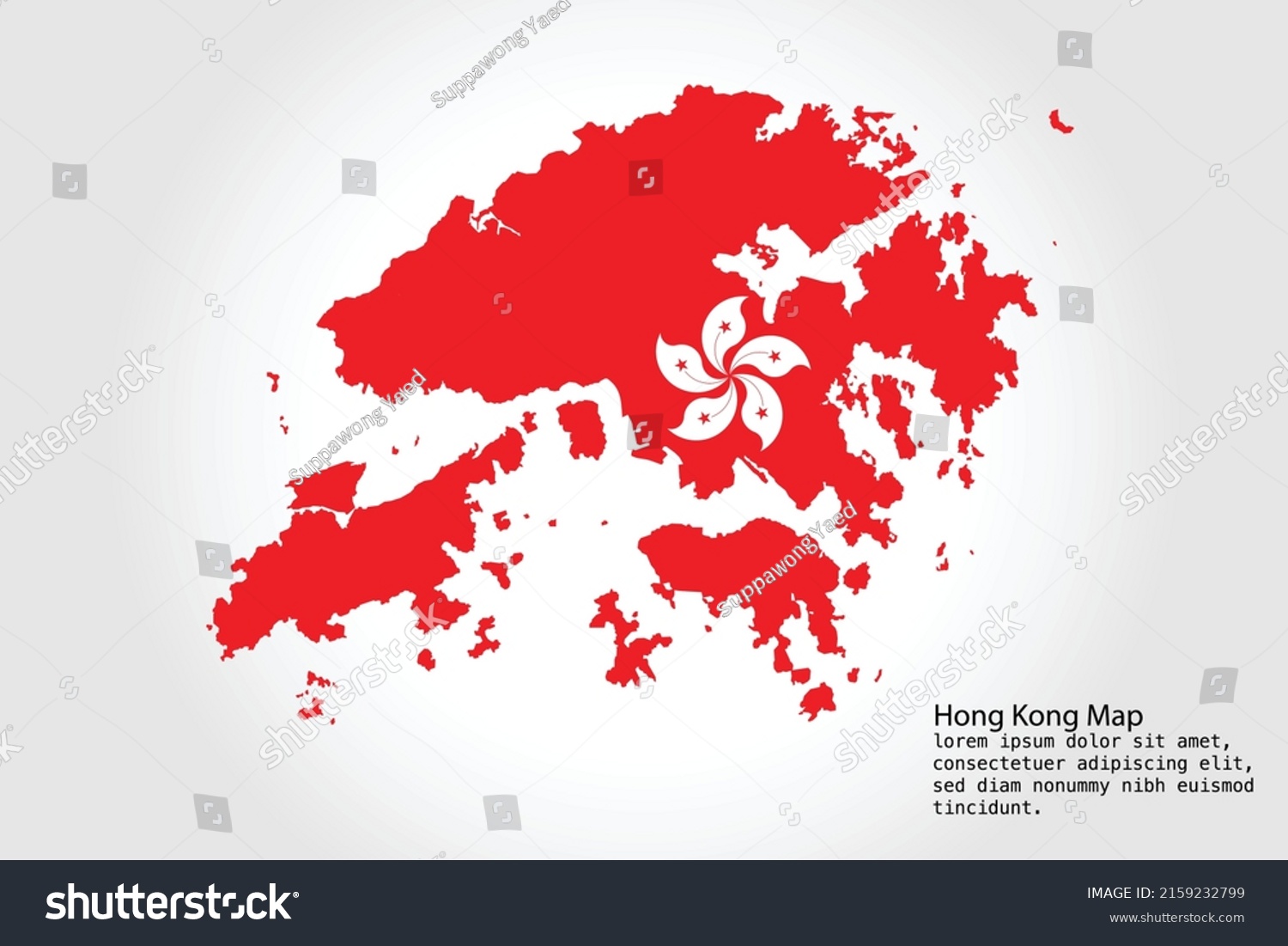 Hong Kong Map Stripes Vector Illustration Stock Vector (Royalty Free ...