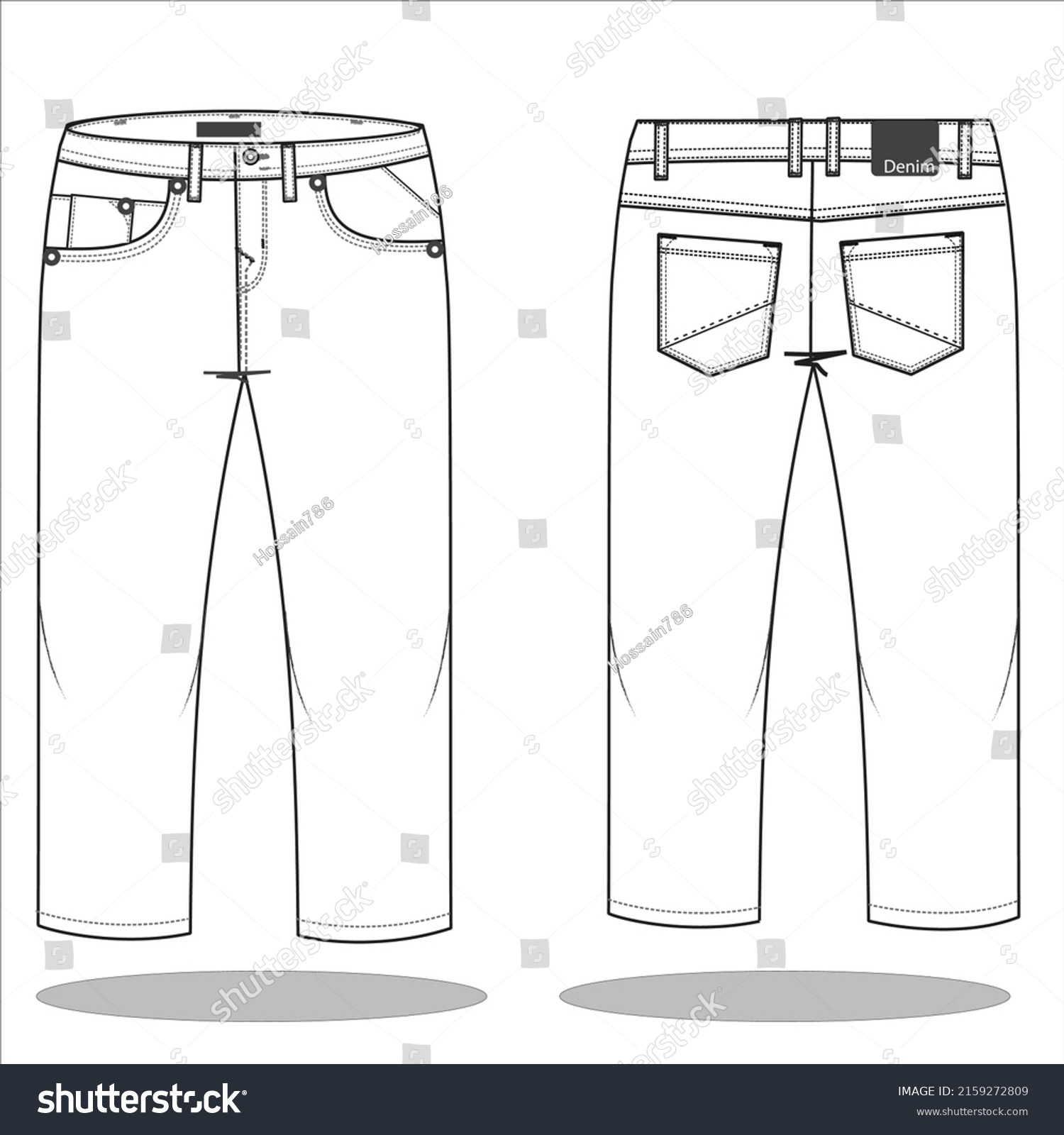 Mens Denim Long Pant Fashion Flat Stock Vector (Royalty Free ...