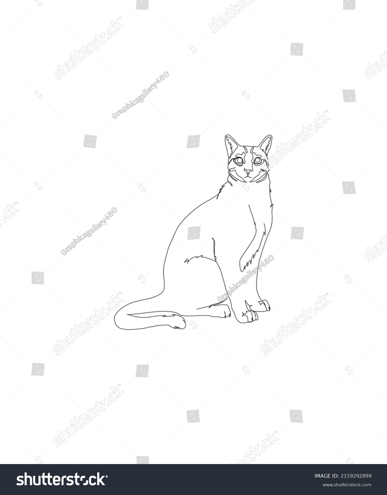 Cat Line Drawing Illustration Black White Stock Vector (Royalty Free ...