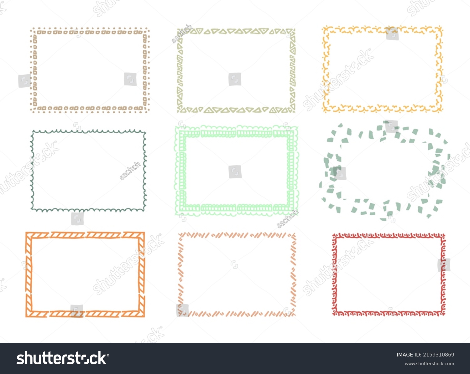 Doodle Colorful Frame Vector Background Set Stock Vector (Royalty Free ...