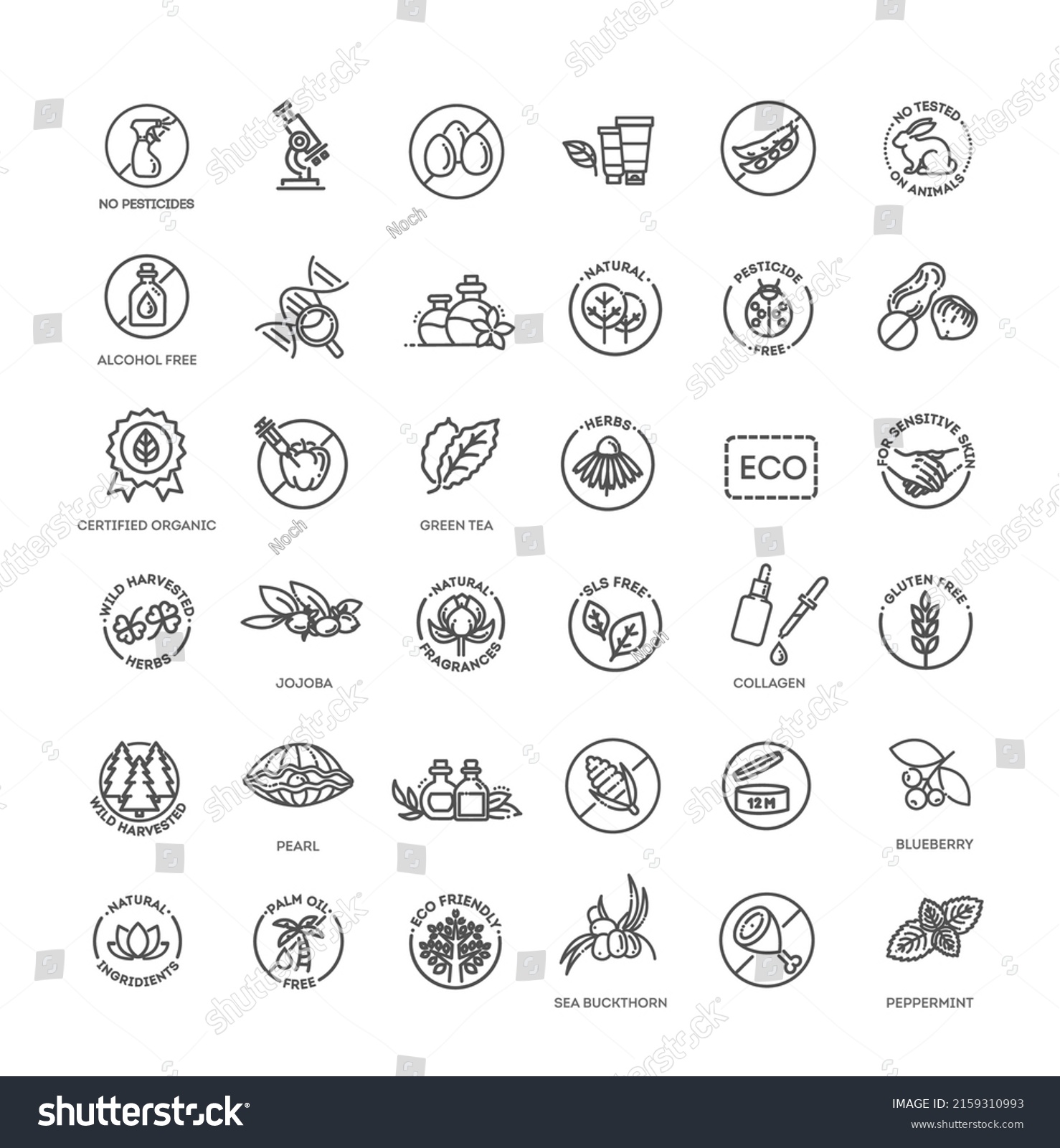 Natural Organic Cosmetics Vegan Food Symbols Stock Vector (Royalty Free ...