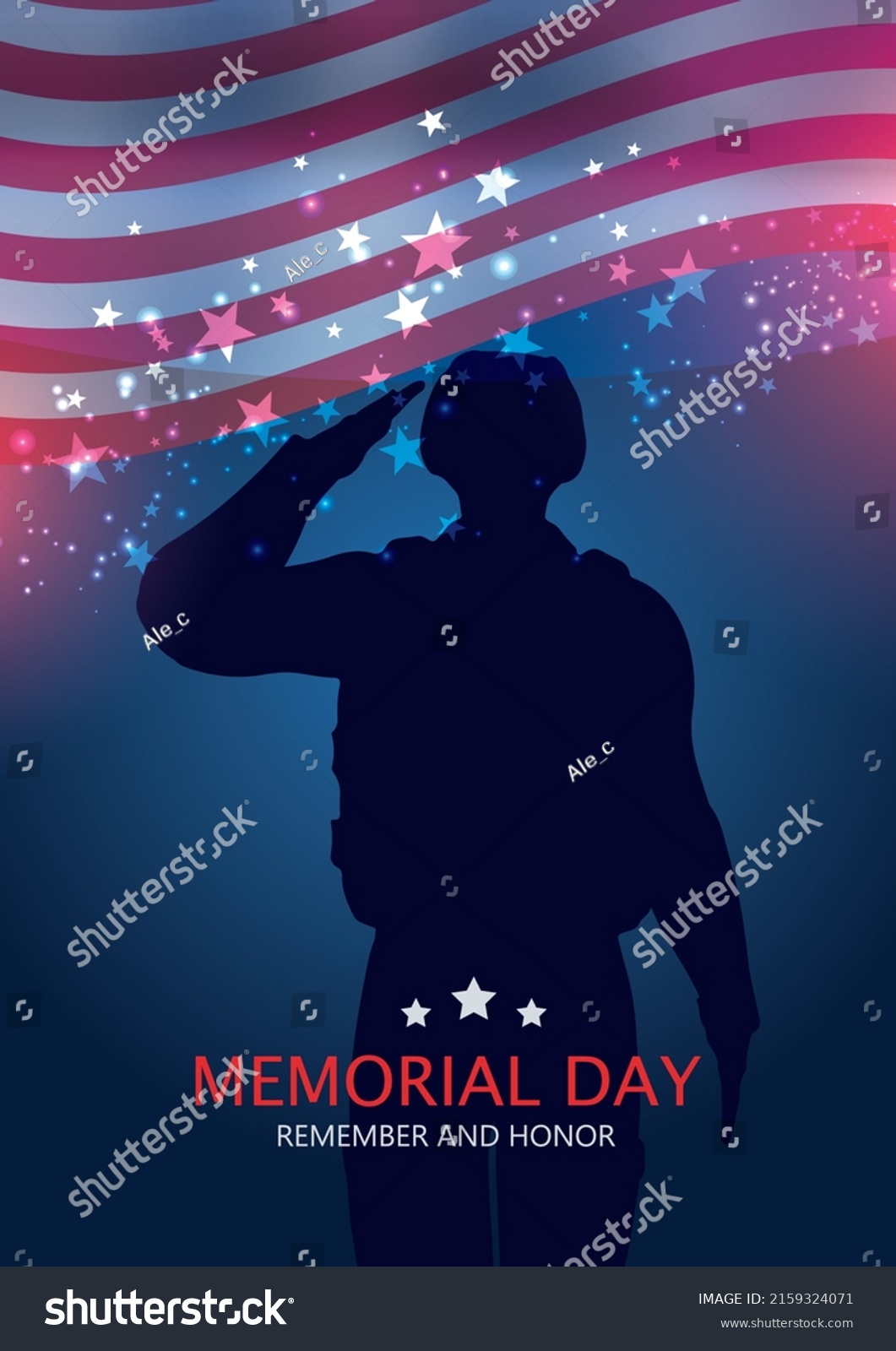 Memorial Day Celebration American Flag Soldier Stock Vector Royalty Free 2159324071 Shutterstock