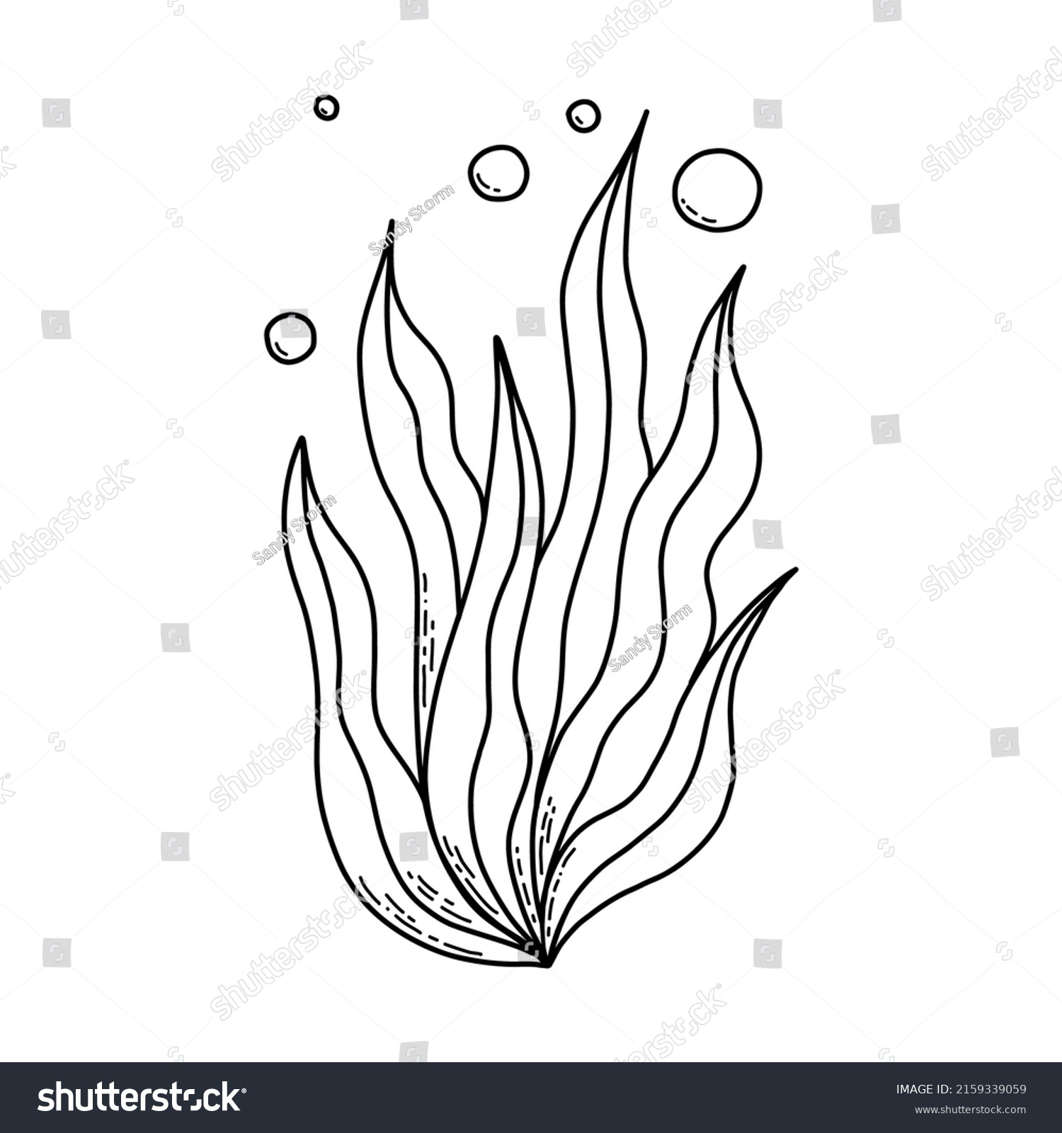 Cute Doodle Sea Algae Coloring Page Stock Vector (Royalty Free ...