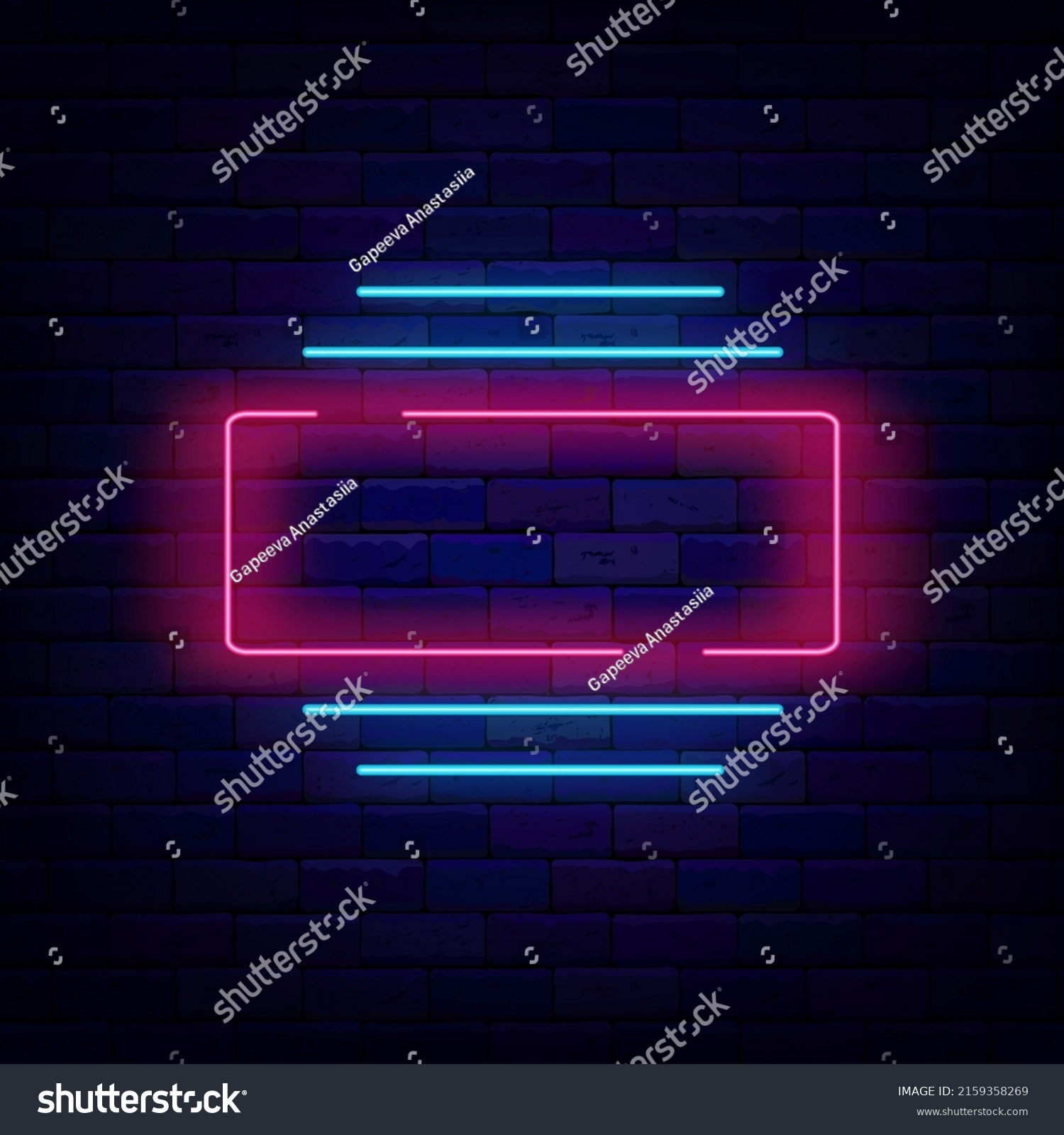 Pink Neon Frame On Brick Wall Stock Vector (Royalty Free) 2159358269 ...