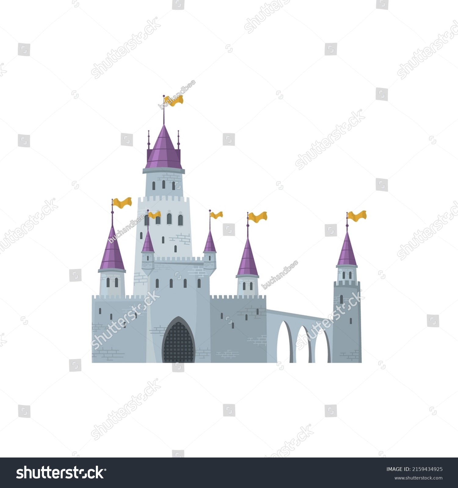 Medieval Castle Isolated Cartoon Queen King Stock Vector (Royalty Free ...