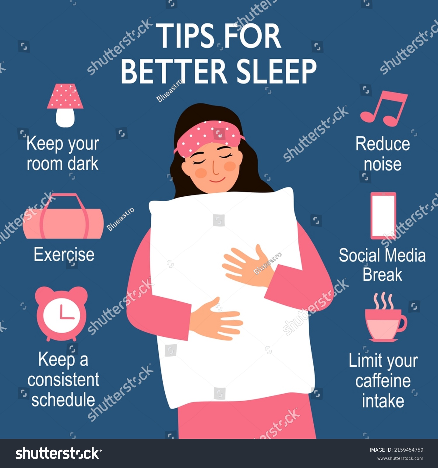 Tips Better Sleep Night Infographics Sleeping Stock Vector (Royalty ...