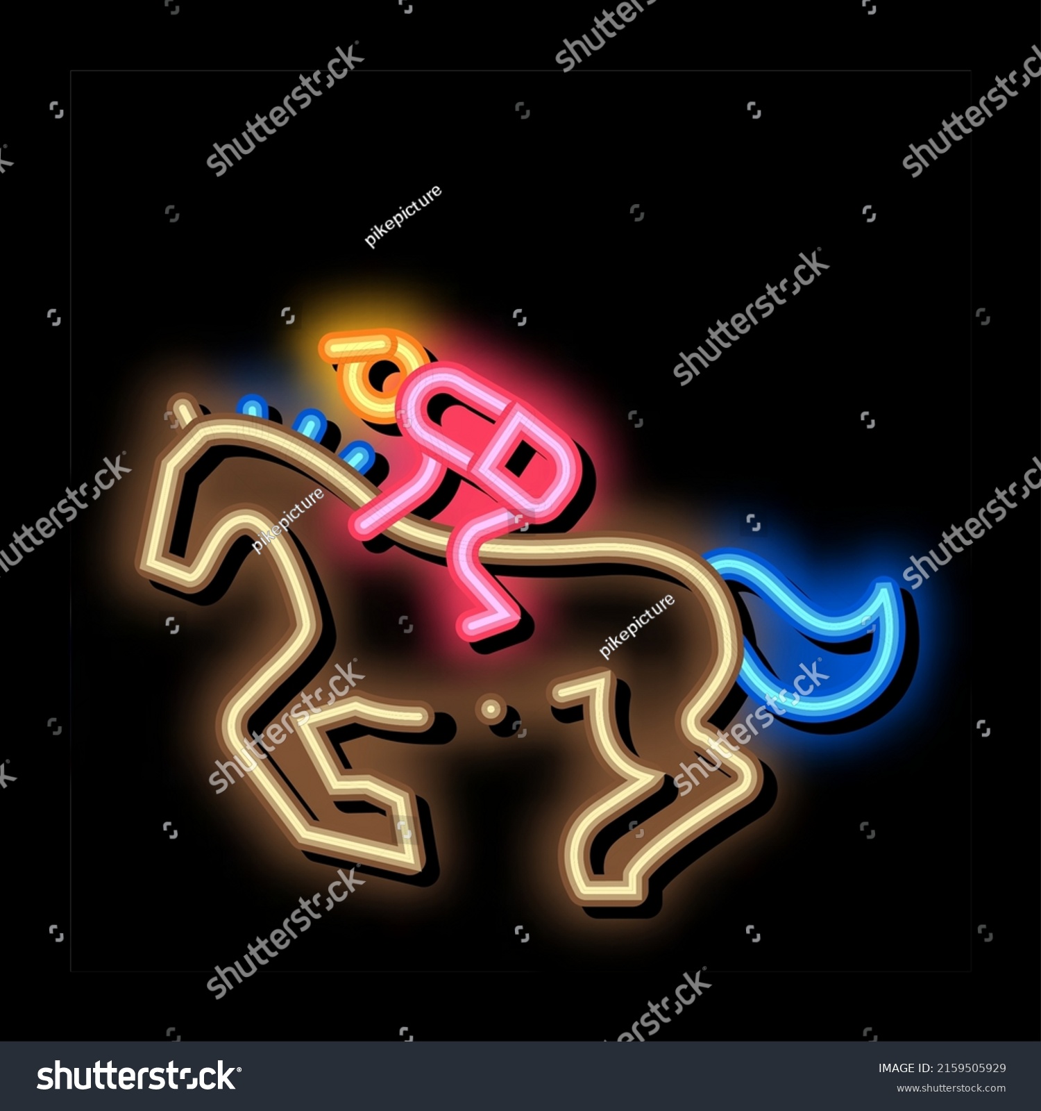 Running Horse Neon Light Sign Vector Stock Vector (Royalty Free