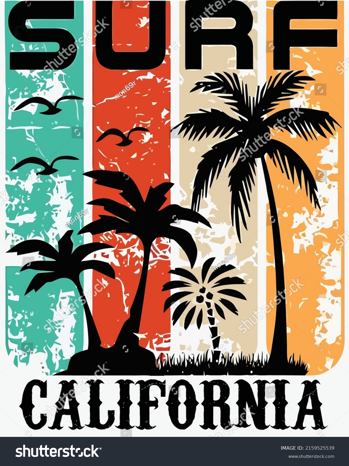 Surf California Nice Poster Stock Vector (Royalty Free) 2159525539 ...