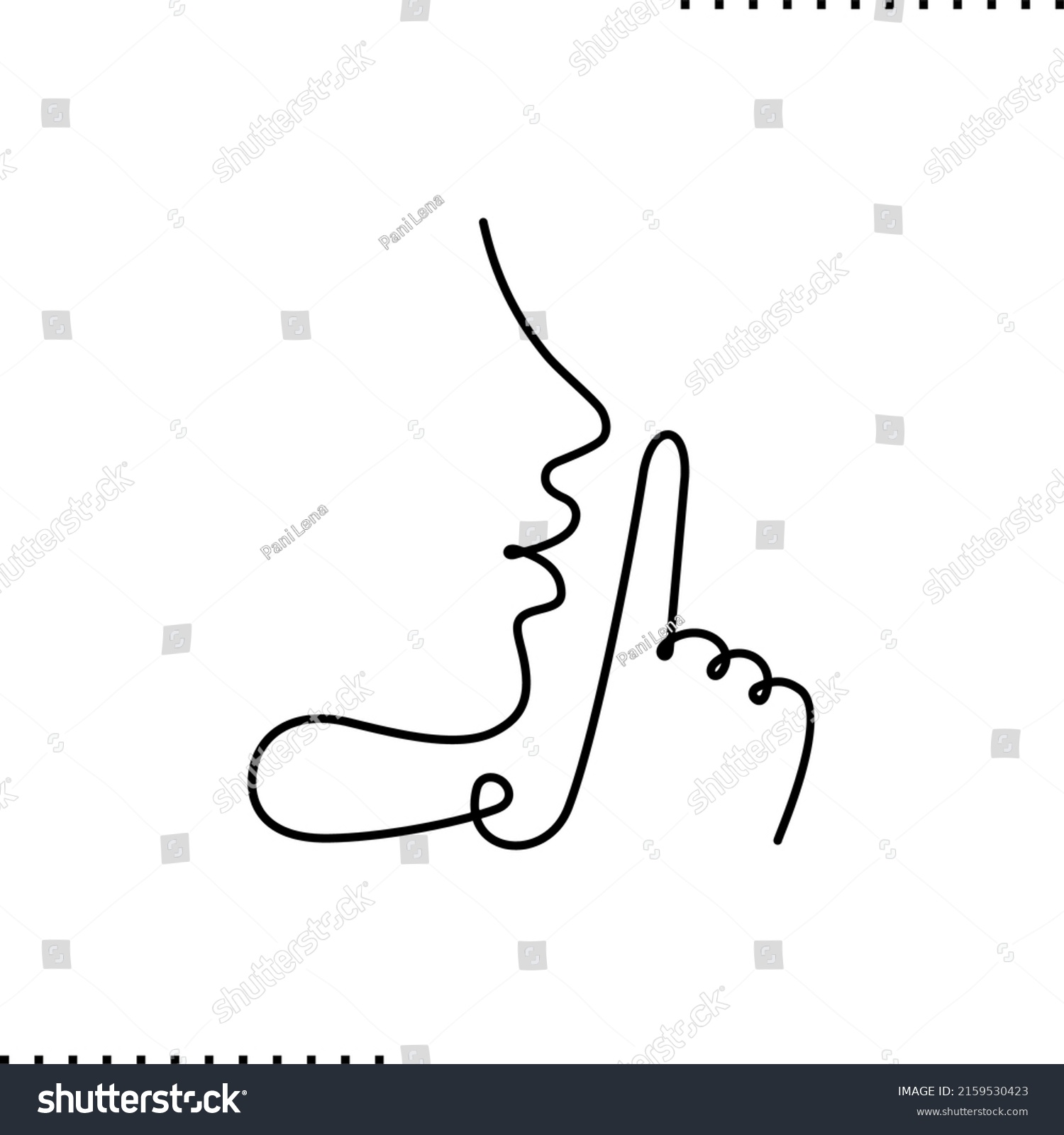 Silence Secret One Line Vector Isolated Stock Vector (Royalty Free ...