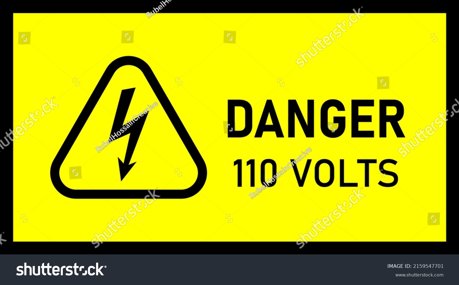 Danger 110 Volts Hazard Warning Signs Stock Vector Royalty Free