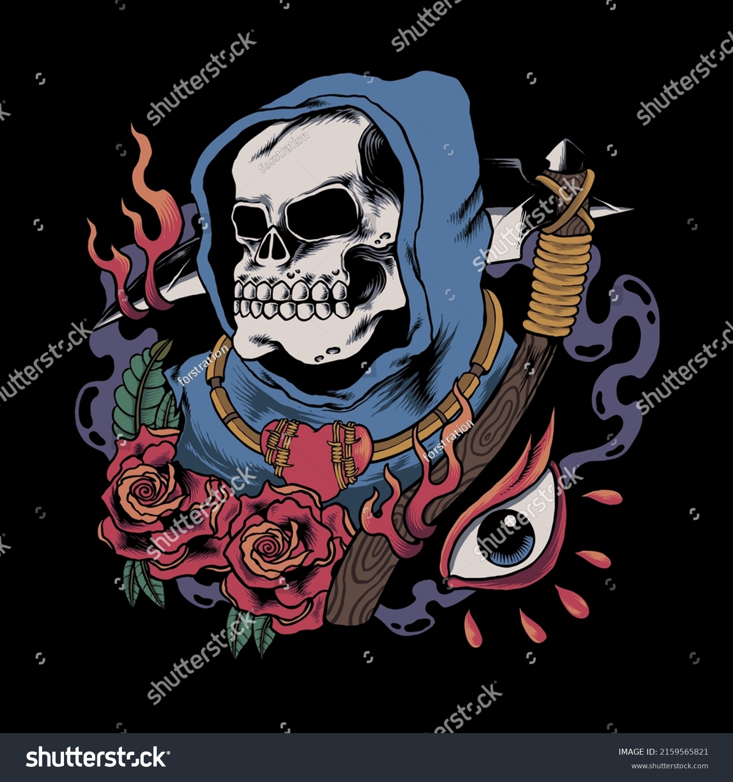 Grim Reaper Vector Print Illustration Stock Vector (Royalty Free ...