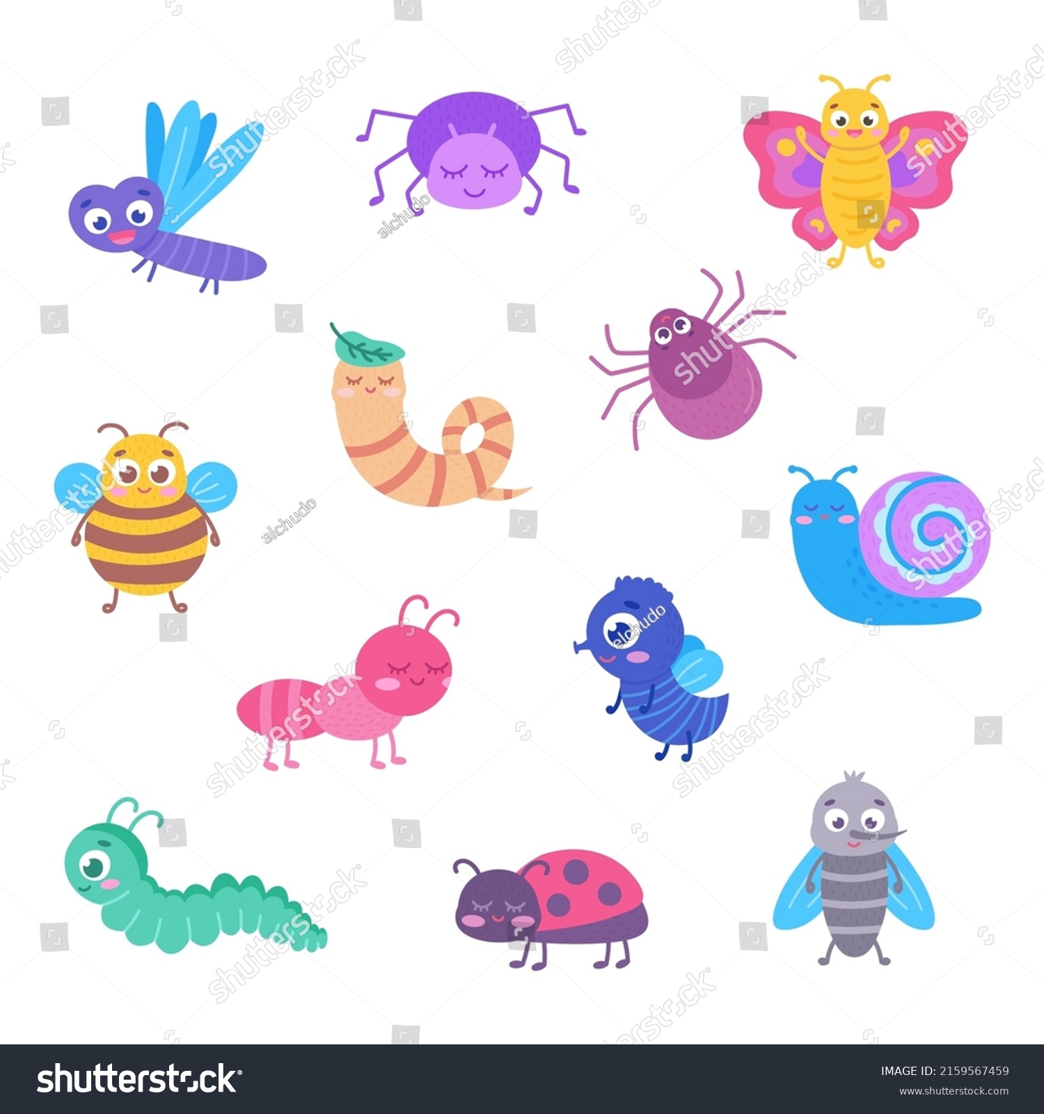 Cartoon Vector Set Insects Design Template Stock Vector (Royalty Free ...