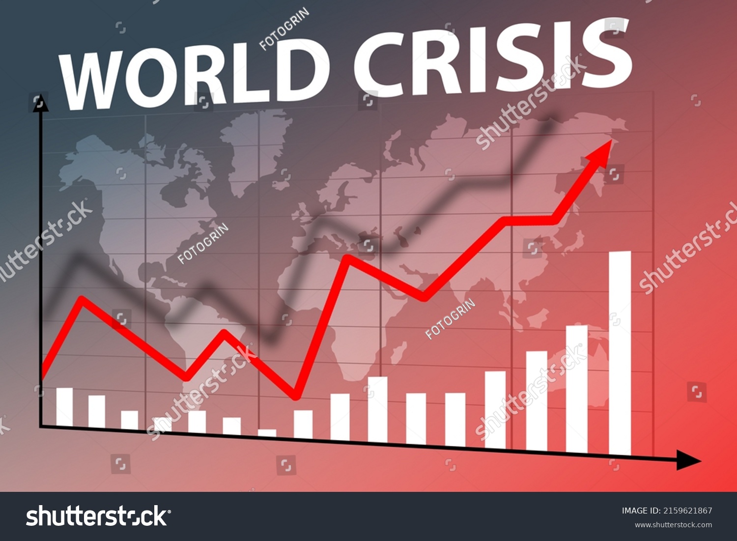 World Crisis Growth Chart World Map Stock Illustration 2159621867