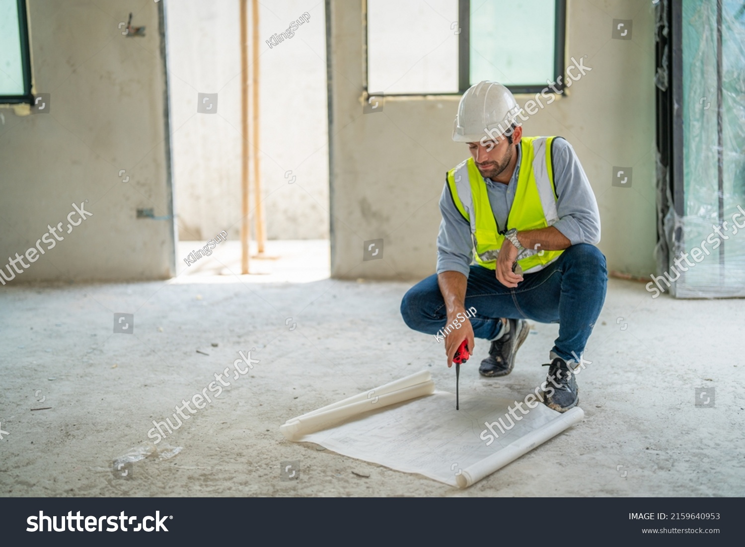 Male Civil Engineer Wear Safety Vest Stock Photo 2159640953 | Shutterstock