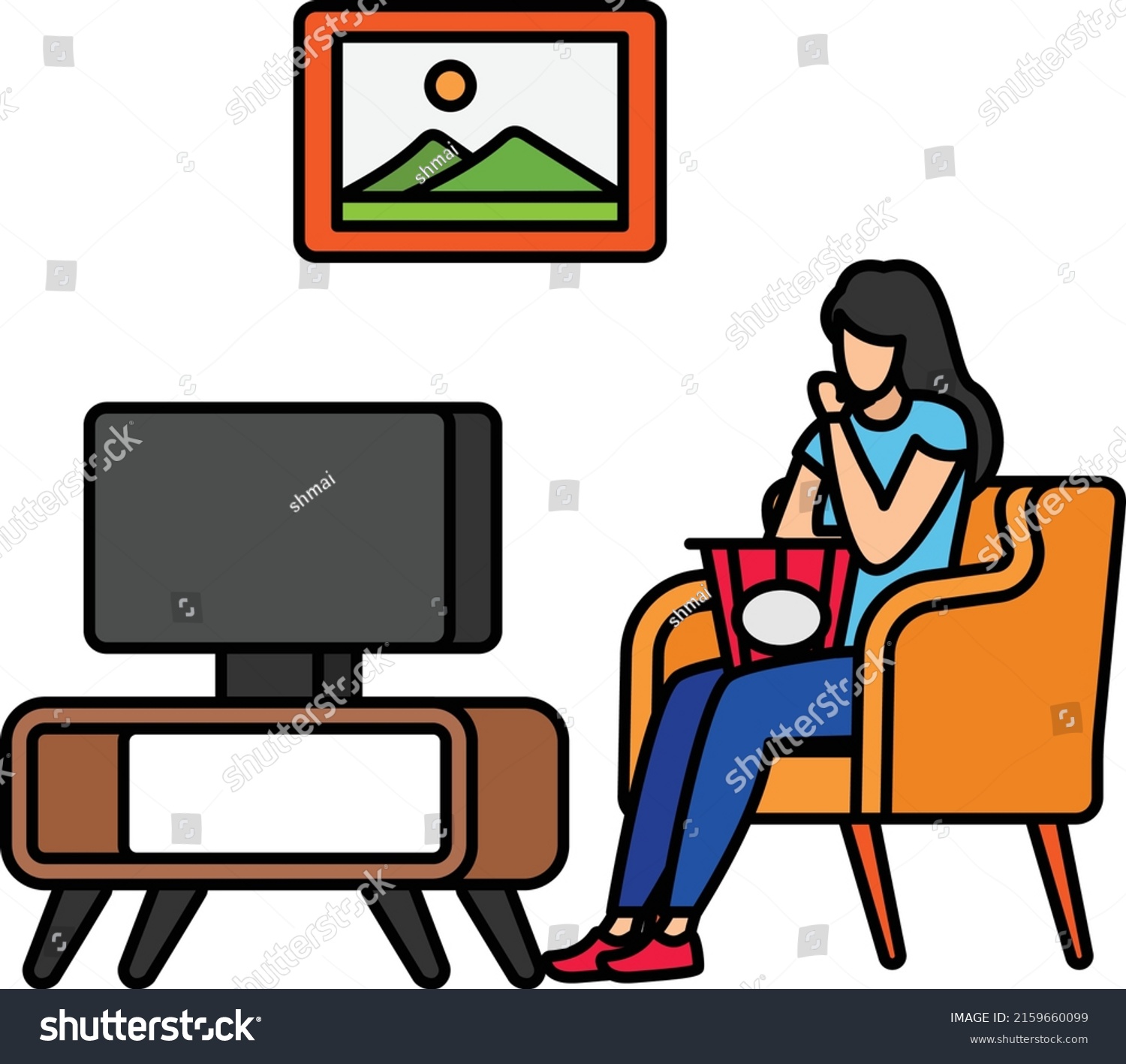 Watching Movies Your Mental Health Serve Stock Vector (Royalty Free ...