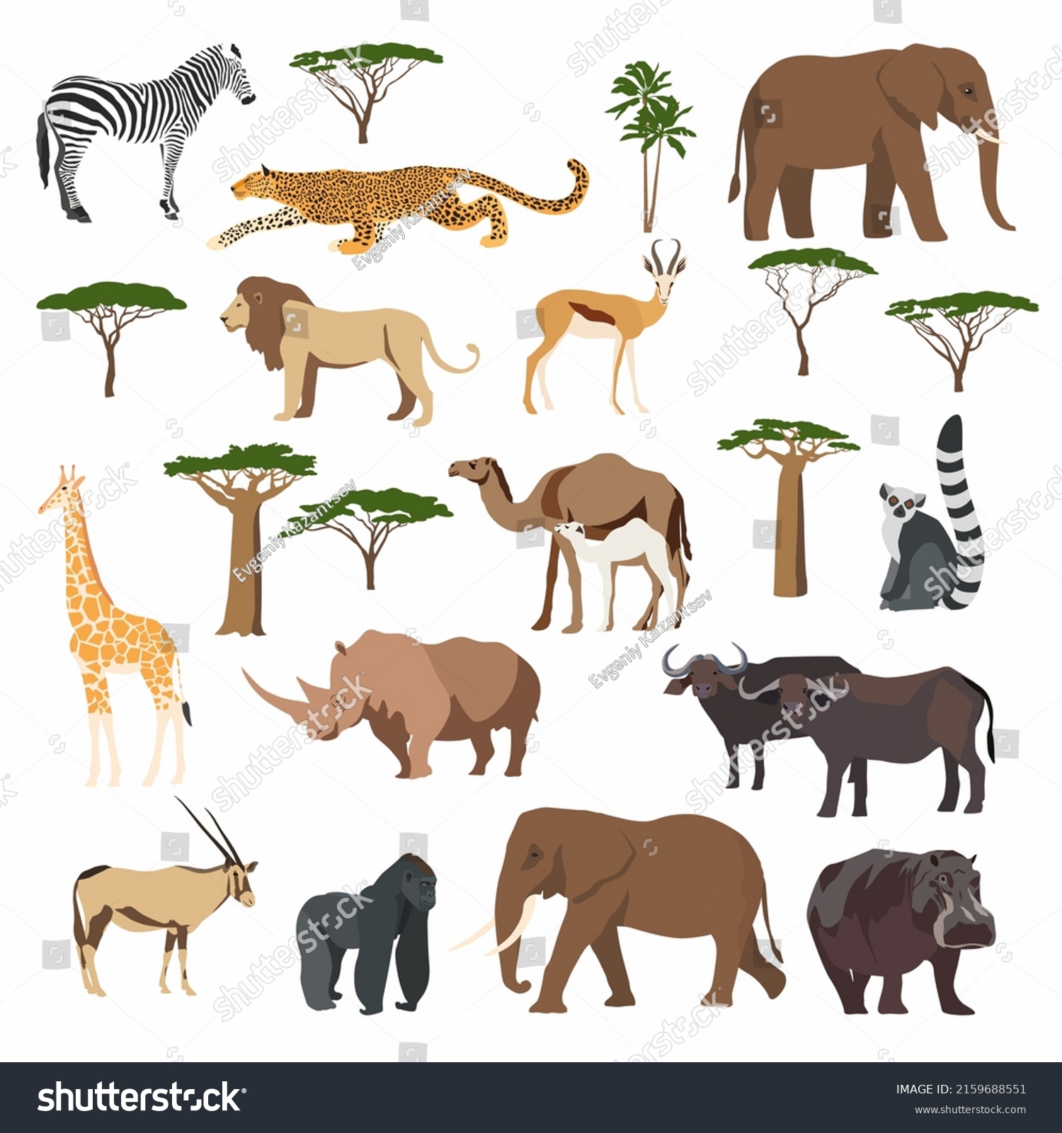 African Animals Set Various Animals Stock Vector (Royalty Free ...