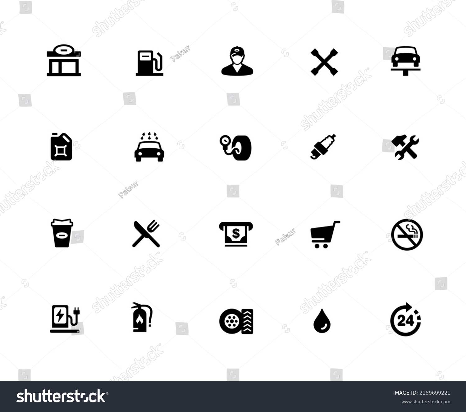 Gas Station Icon Set 32px Solid Stock Vector (Royalty Free) 2159699221 ...