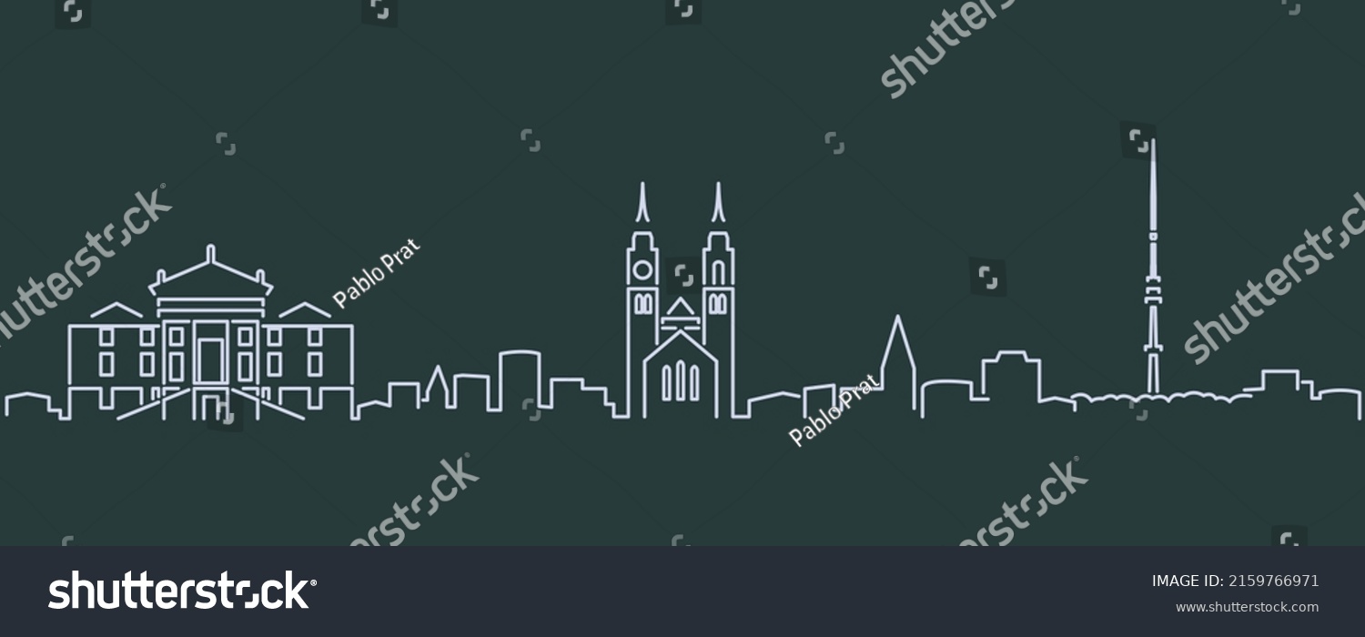 Winterthur Single Line Skyline Profile Stock Vector (royalty Free 