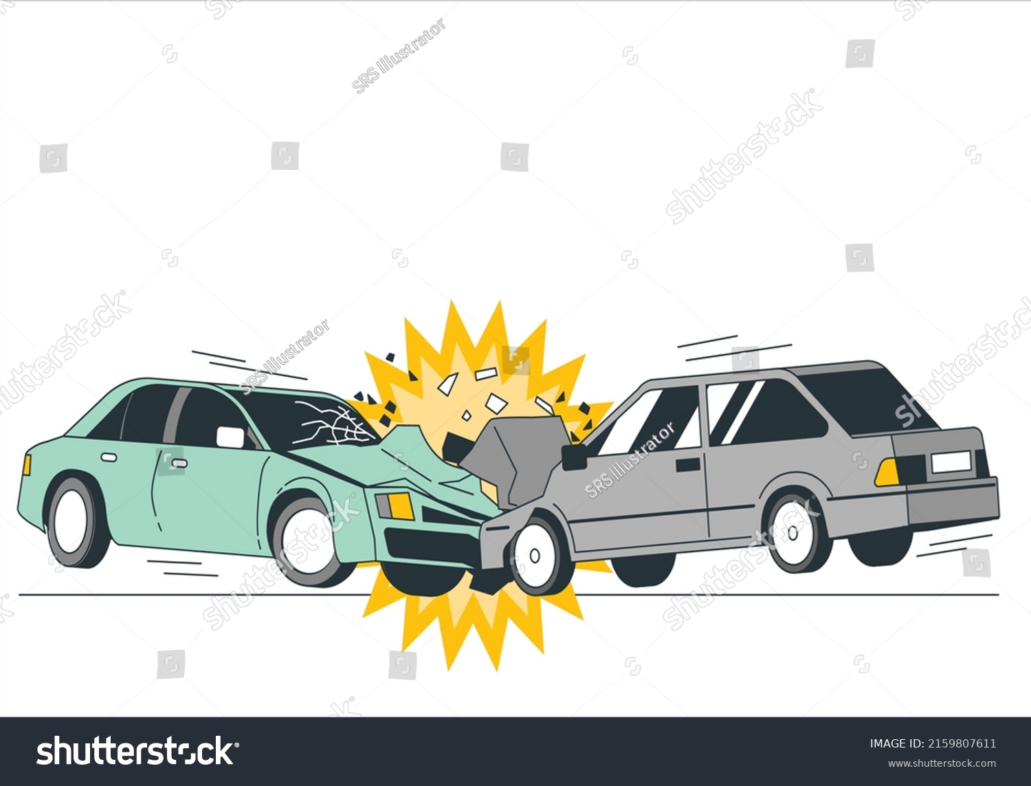 Two Car Accident Hit Front Car Stock Vector (Royalty Free) 2159807611 ...