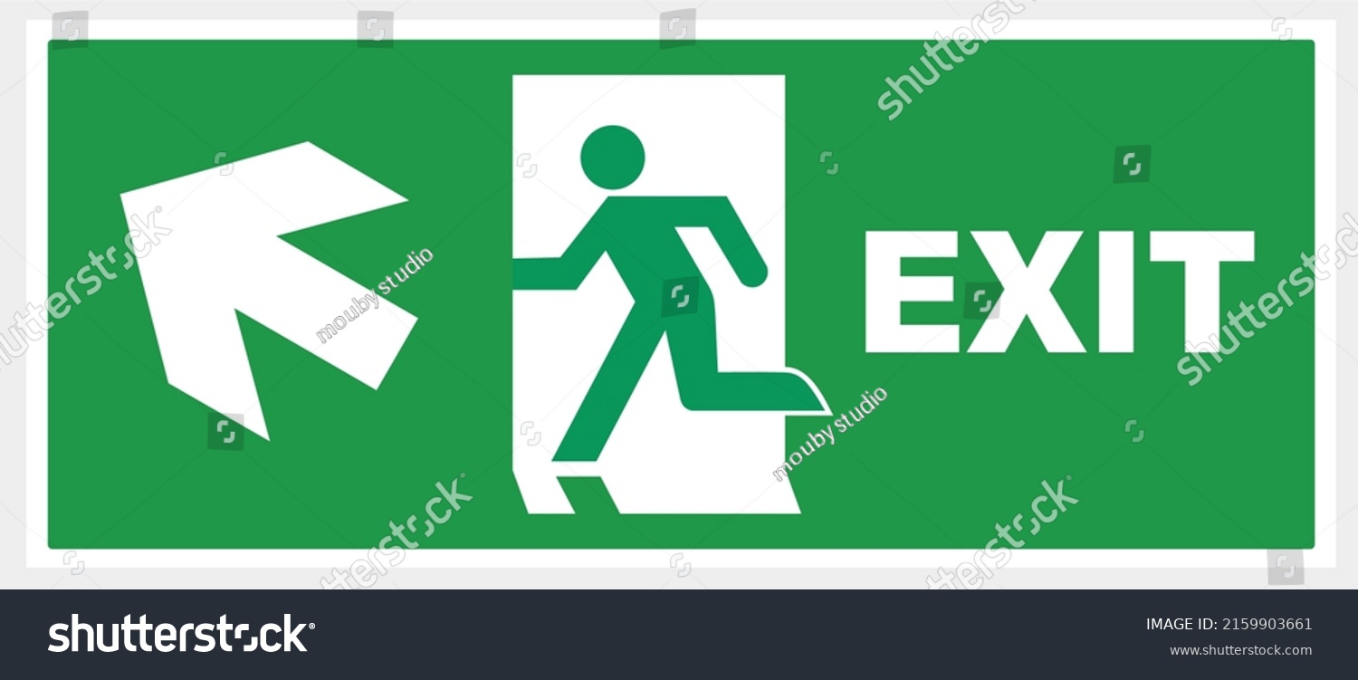 Green Emergency Exit Sign Square On Stock Vector (Royalty Free ...