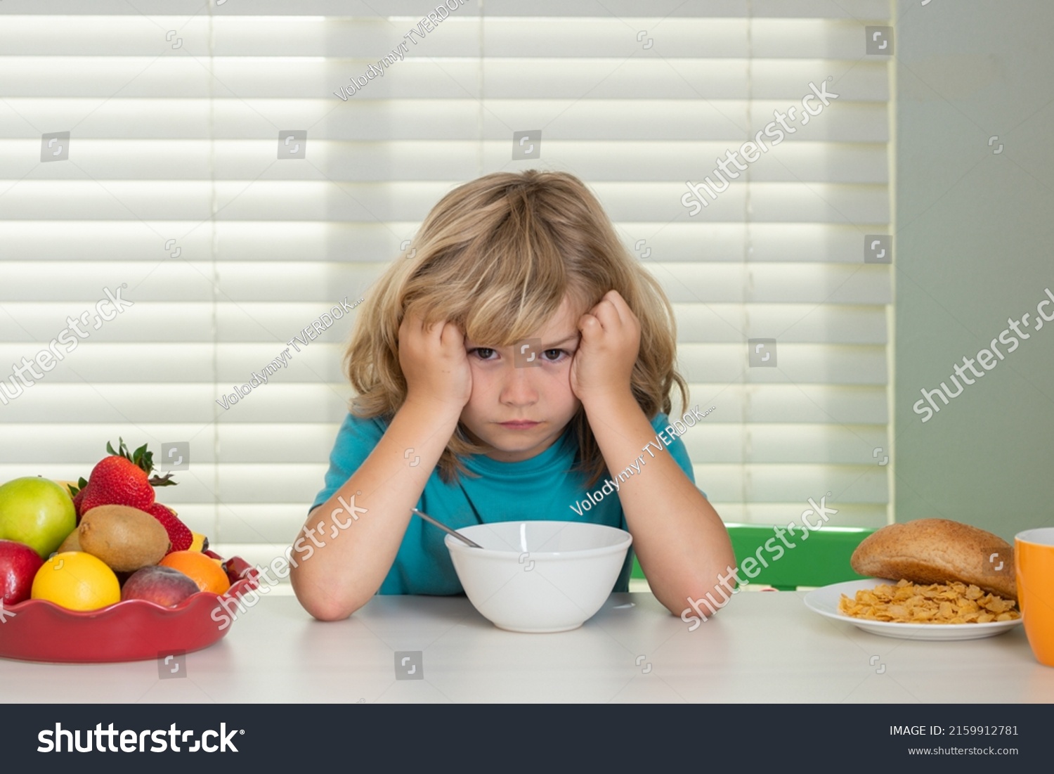 Portrait Child No Appetite Concept Loss Stock Photo 2159912781 ...