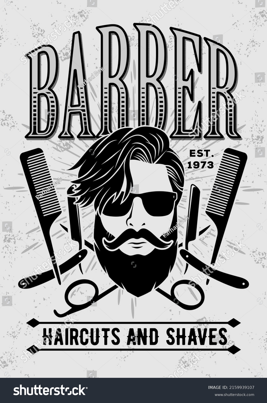 Barbershop Poster Banner Template Bearded Men Stock Vector (Royalty ...