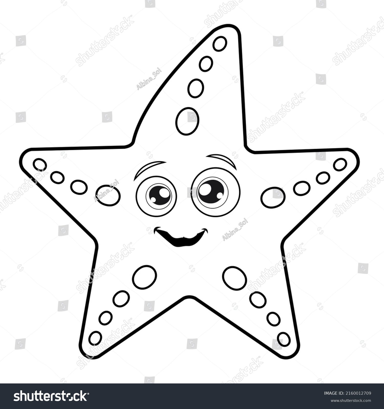 Funny Seastar Kids Coloring Book Line Stock Illustration 2160012709 ...