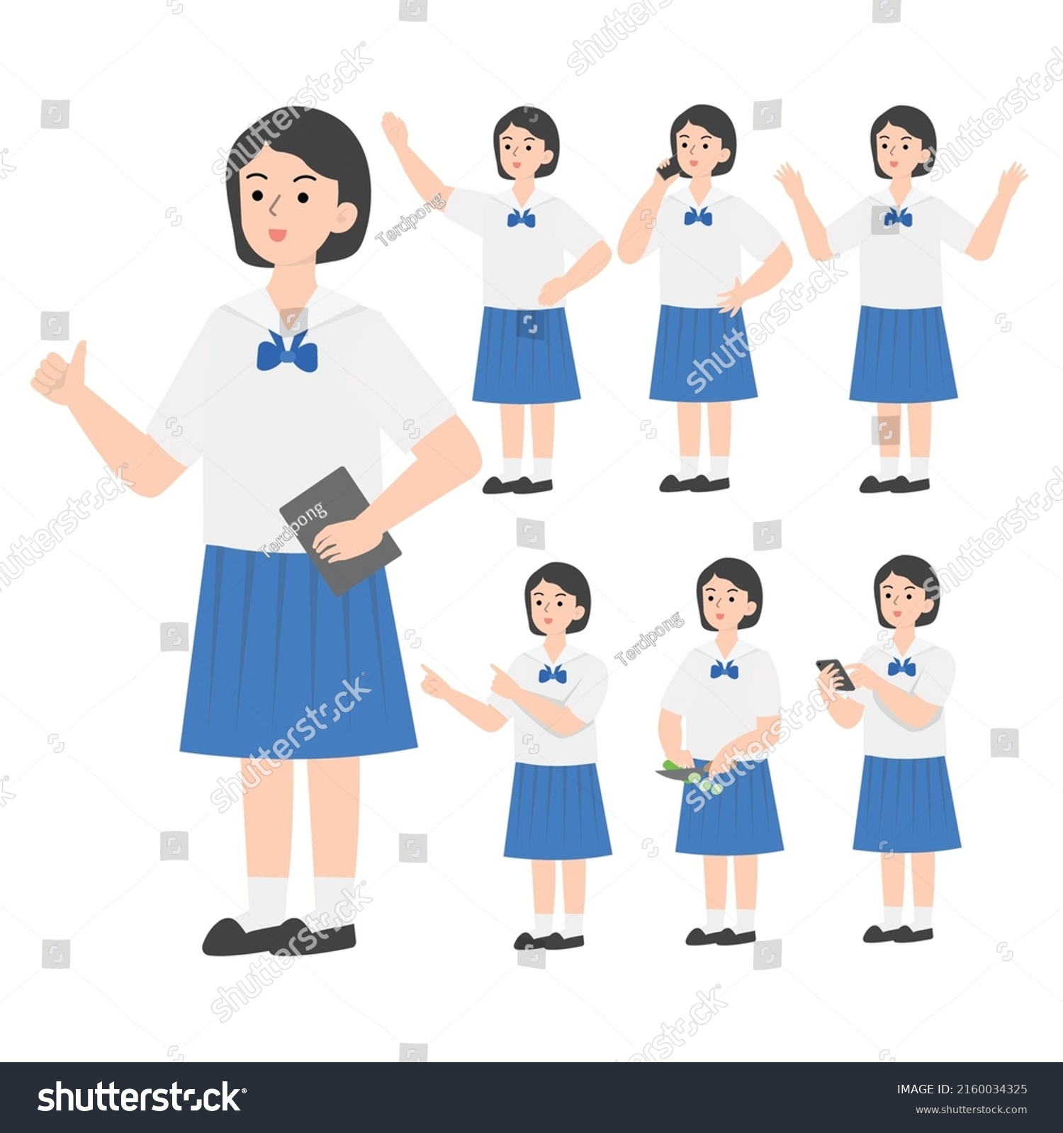 Thai Student Uniform Cartoon Presenting Concept Stock Vector (Royalty ...