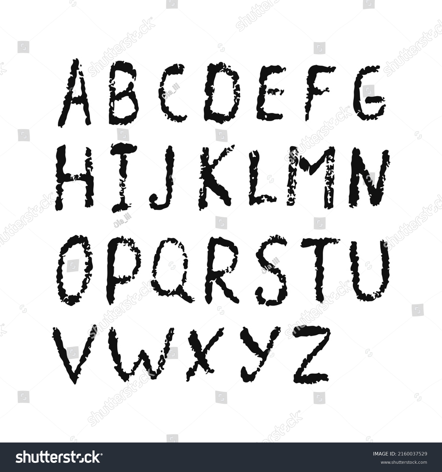 English Alphabet Crooked Letters Black White Stock Vector (Royalty Free ...