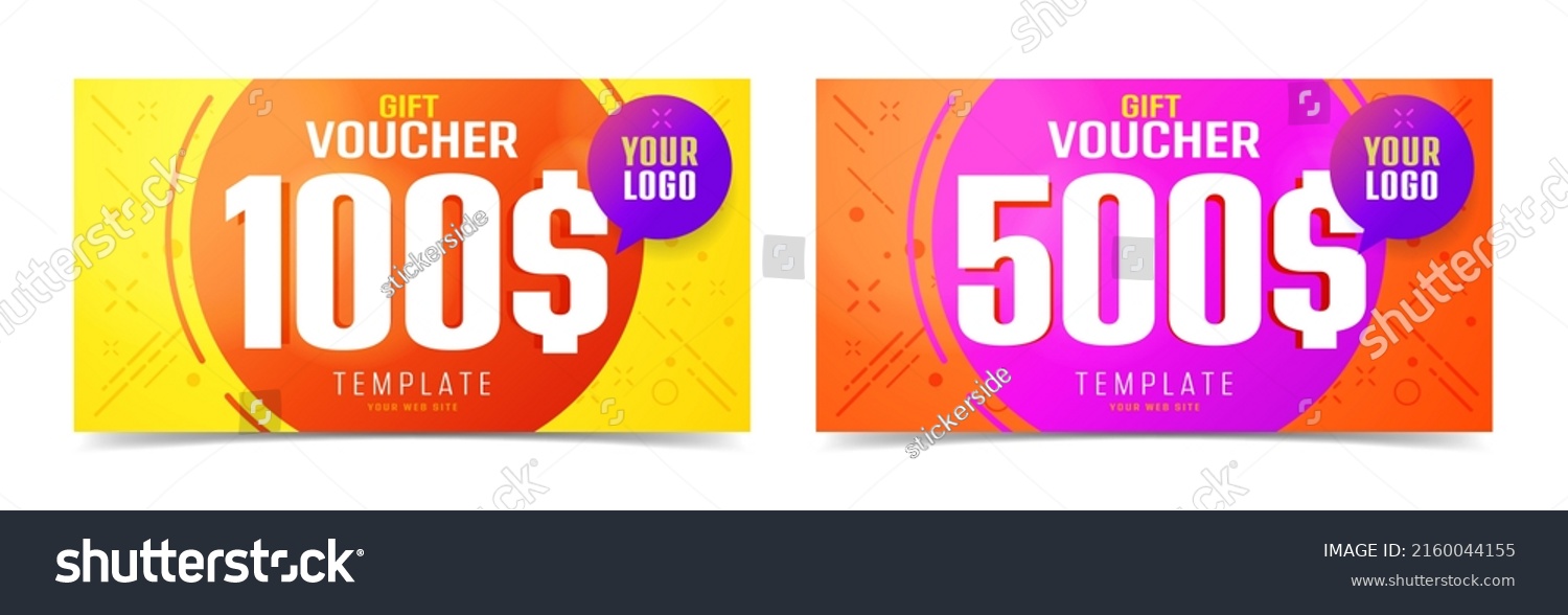 Gift Voucher Template Set 100 500 Stock Vector (Royalty Free ...