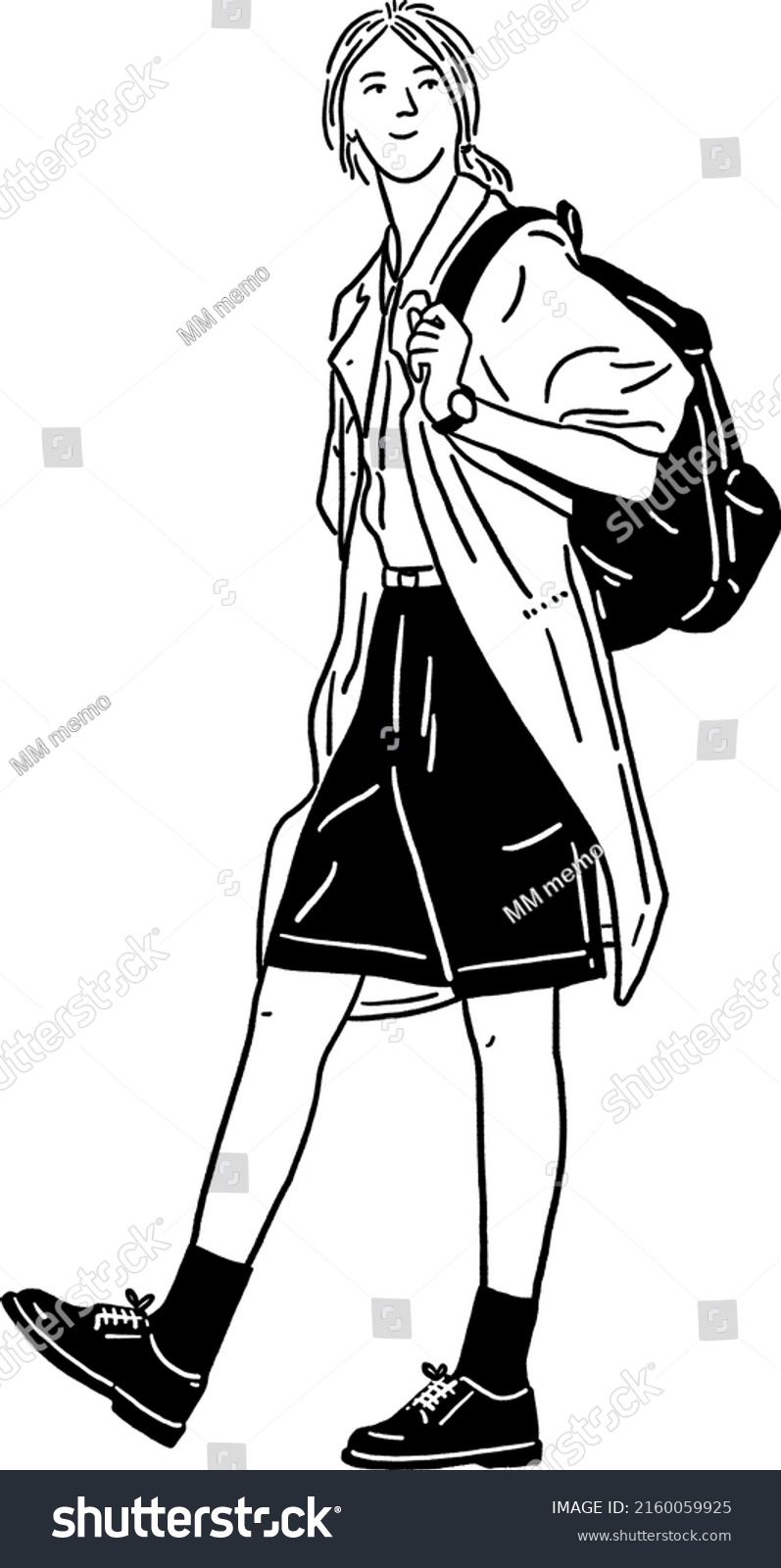 Woman Carrying Backpack People Lifestyle Hand Stock Vector (Royalty ...