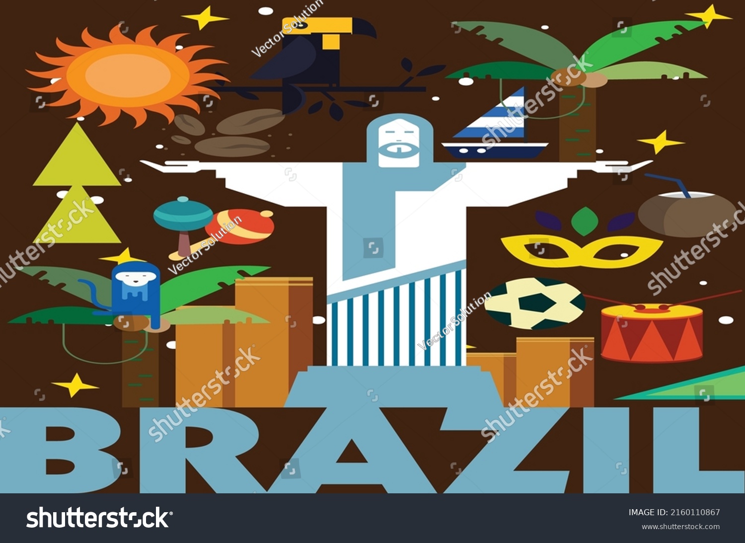 Brazil Statue Background Vector Design Template Stock Vector (Royalty ...