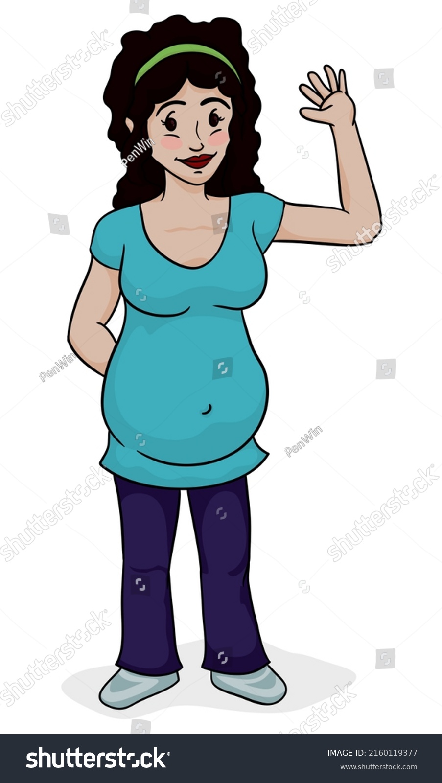 Cute Brunette Pregnant Mom Big Belly Stock Vector Royalty Free 2160119377 Shutterstock 5419