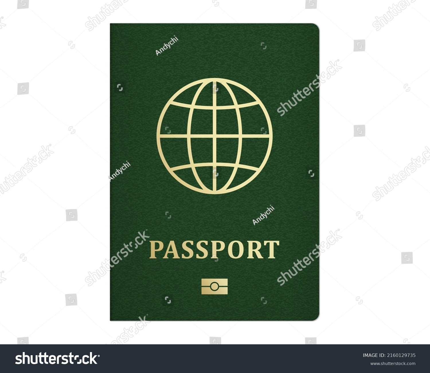 International Passport Green Cover Realistic Epassport Stock Vector ...