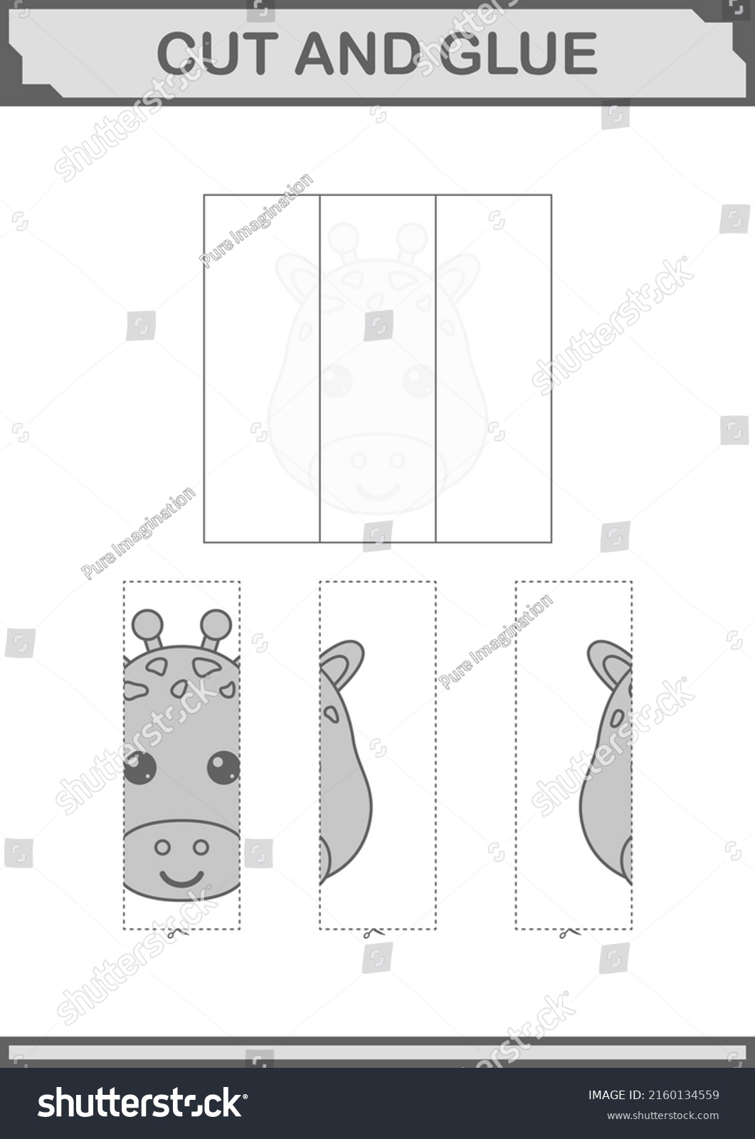 Cut Glue Giraffe Face Worksheet Kids Stock Vector (Royalty Free ...